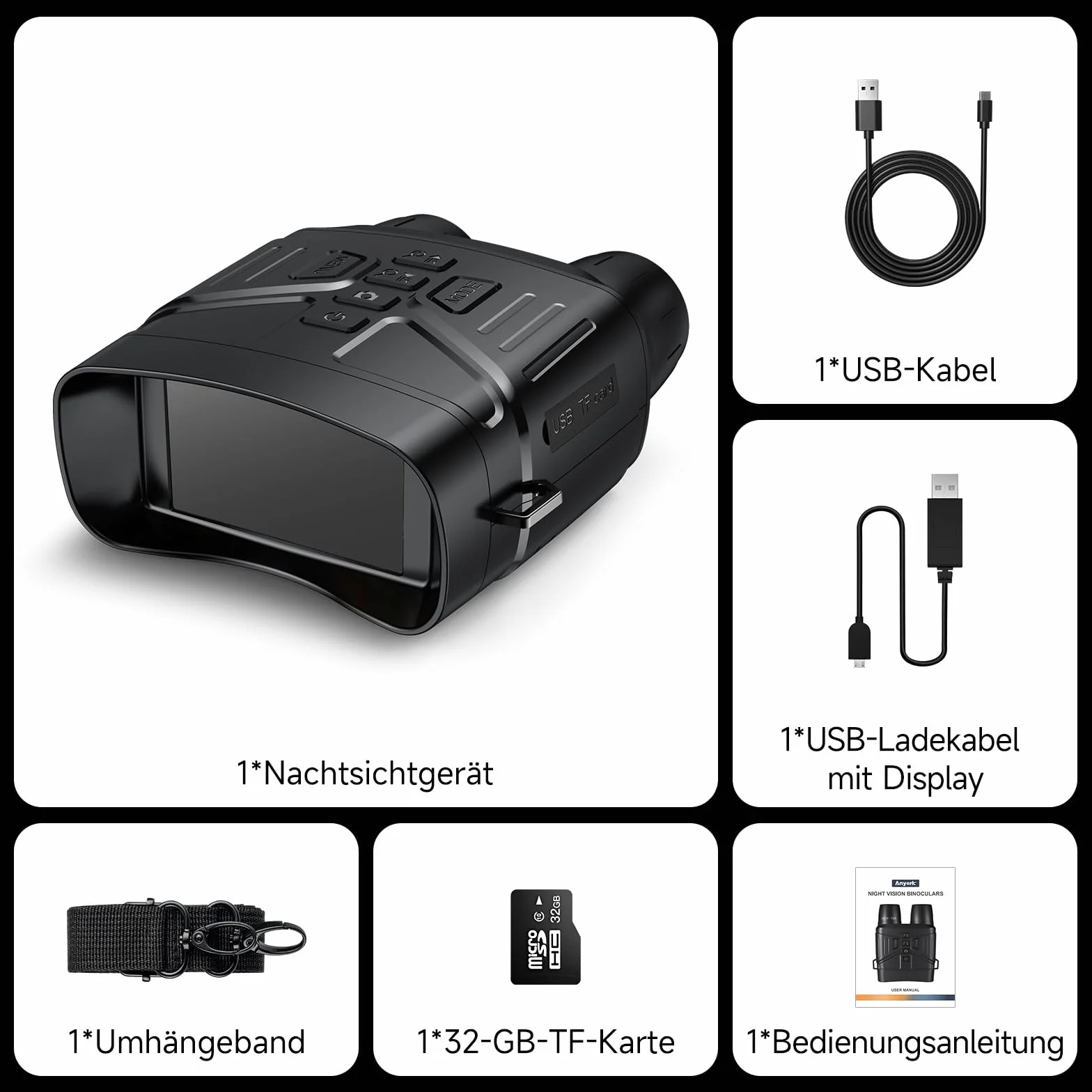 Binocolo Visione Notturna 4K 36MP, Relassy HD Visore Notturno Digitale Infrarossi con 3.0" TFT HD LCD, Ricaricabile 4000mAh, Zoom Digitale 5X, Per Caccia, Birdwatching, Campeggio, con Scheda 32GB