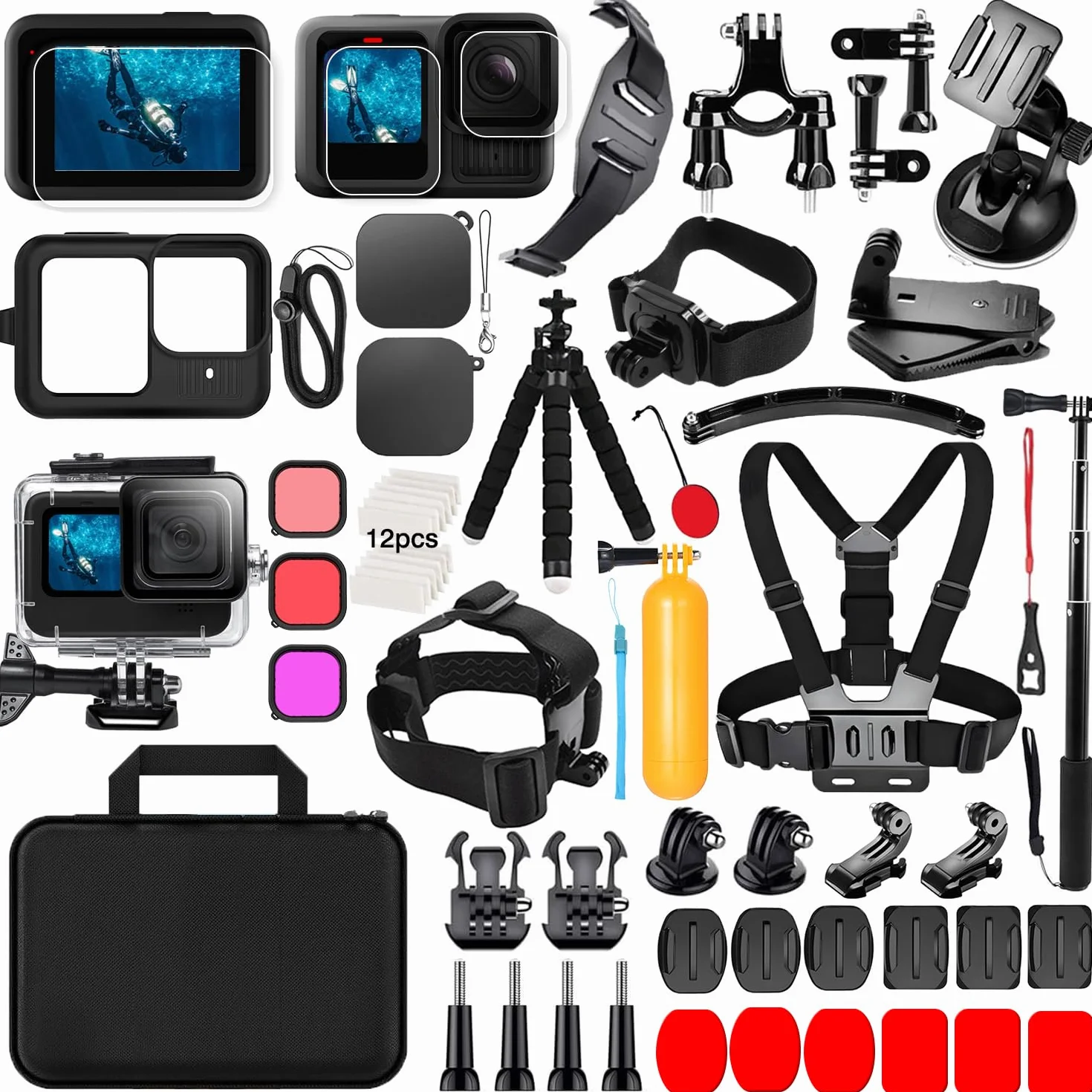 Accessori per GoPro Hero 13 Black, THAKOI Custodia impermeabile Accessori per snorkeling Accessori per sport all'aperto, Set di Kit Bundle per GoPro Hero 13