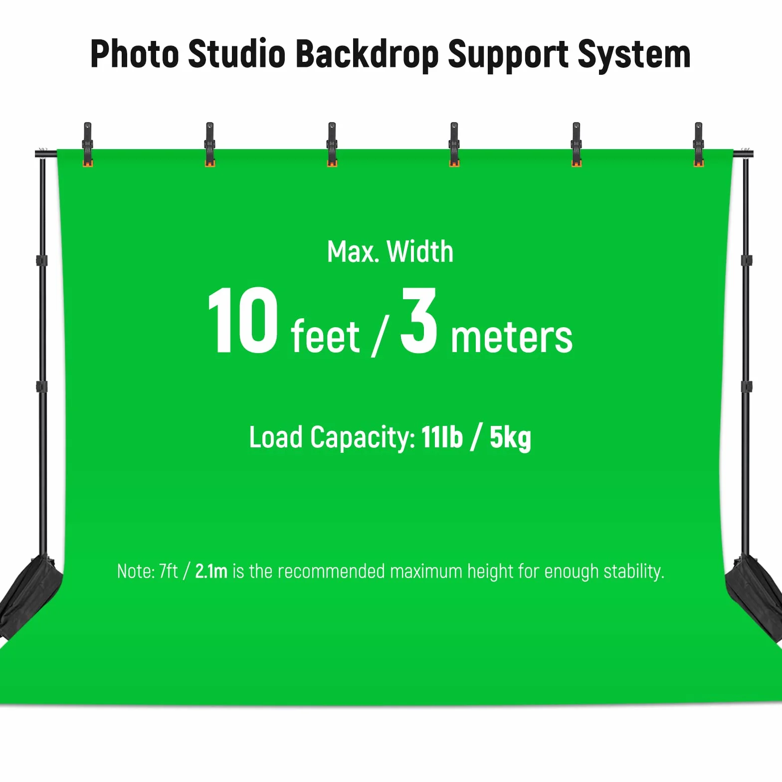 NEEWER Sistema di Supporto per Sfondo Fotografico, Larghezza 3m Altezza 2m, Supporto per Sfondo Regolabile con 4 Barre Trasversali, 6 Morsetti di Fondo, 2 Sacchi di Sabbia, Borsa per Fotografia