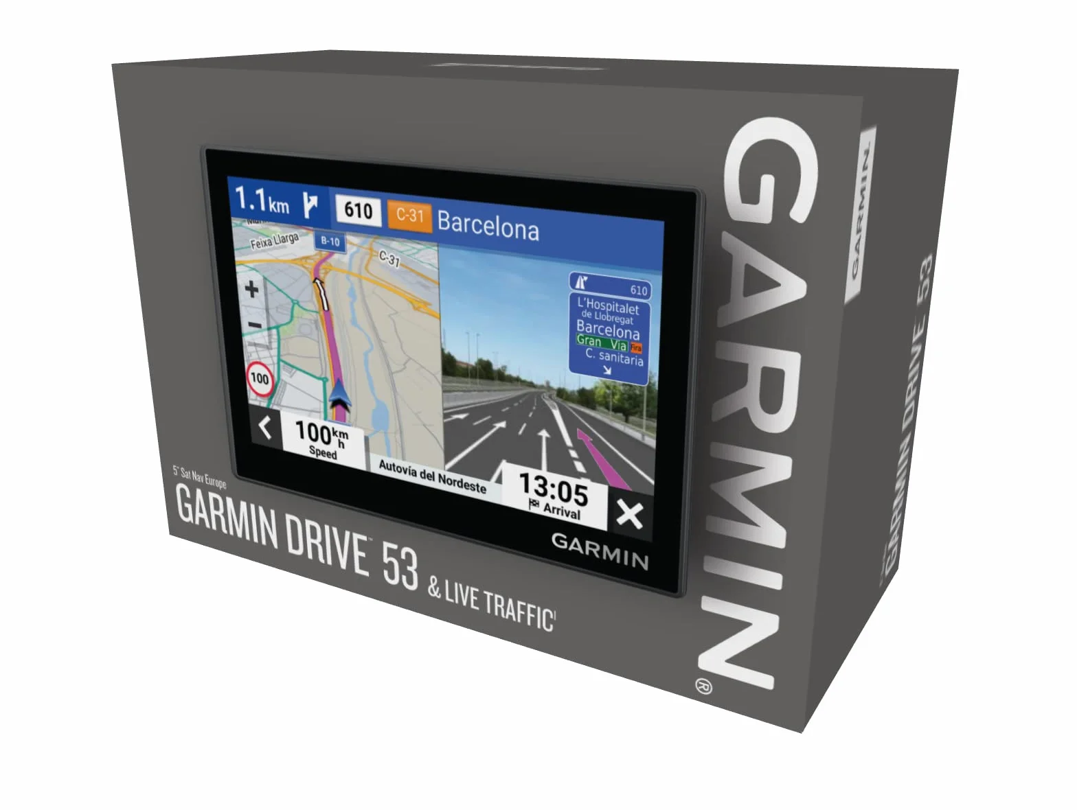 Garmin Drive 53, Navigatore Satellitare per Auto, Touchscreen 5", Traffico in tempo reale, Mappa Europa completa, Aggiornamenti inclusi, ZTL, TripAdvisor, Wi-Fi