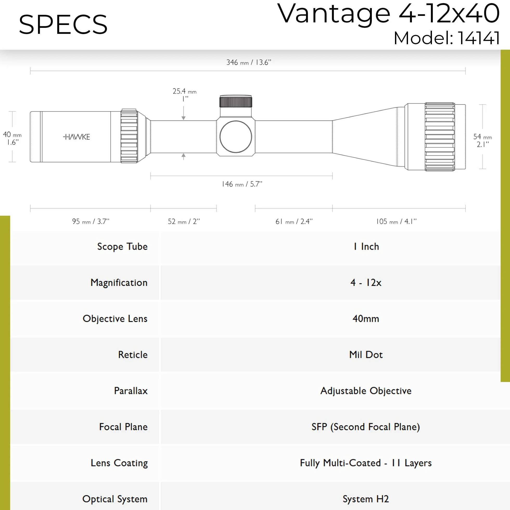 Hawke Ottica Vantage 4-12x40