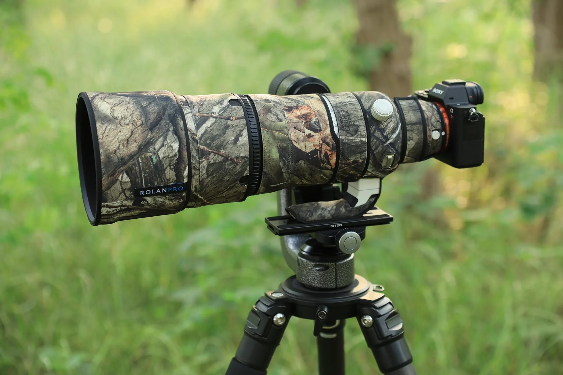 Rolanpro Copriobiettivo impermeabile mimetico per Sony FE 100-400 mm F4.5 GM OSS Lens Custodia protettiva abbigliamento #31 Jungle camo impermeabile