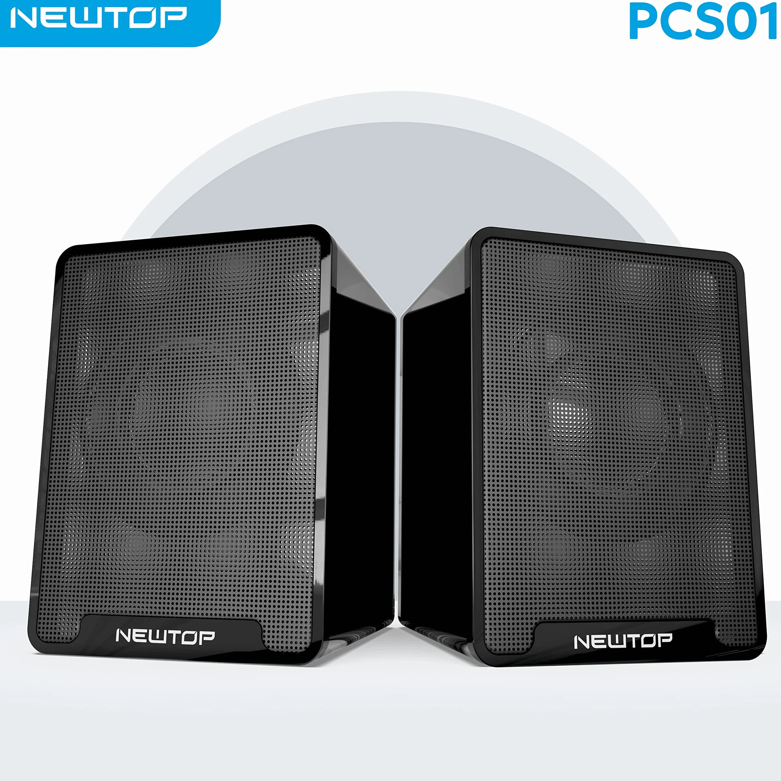 N NEWTOP Mini Casse PCS01 Stereo 2.0 Speaker Set Altoparlanti Alimentazione USB Ingresso Connettore Audio Jack 3.5mm Portatile Suono 360° per PC Fisso Desktop Laptop Notebook TV (Nere)
