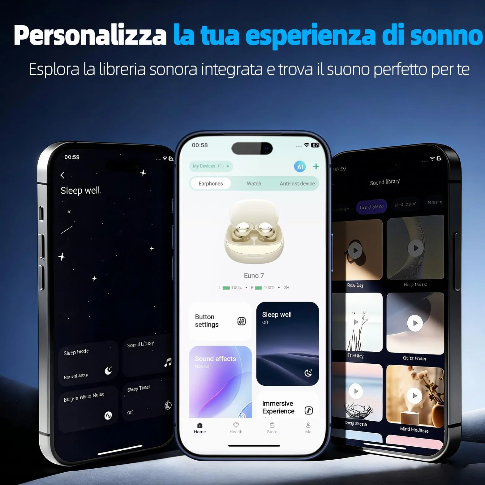 Cuffie Bluetooth, Cuffie per Dormire sul Fianco, Auricolari Bluetooth 5.4 con Doppia Modalità Sonno, 40 Ore Mini Sleep Earbuds Bluetooth, 6 modalità EQ Mini In Ear Auricolari IPX7, Display LED