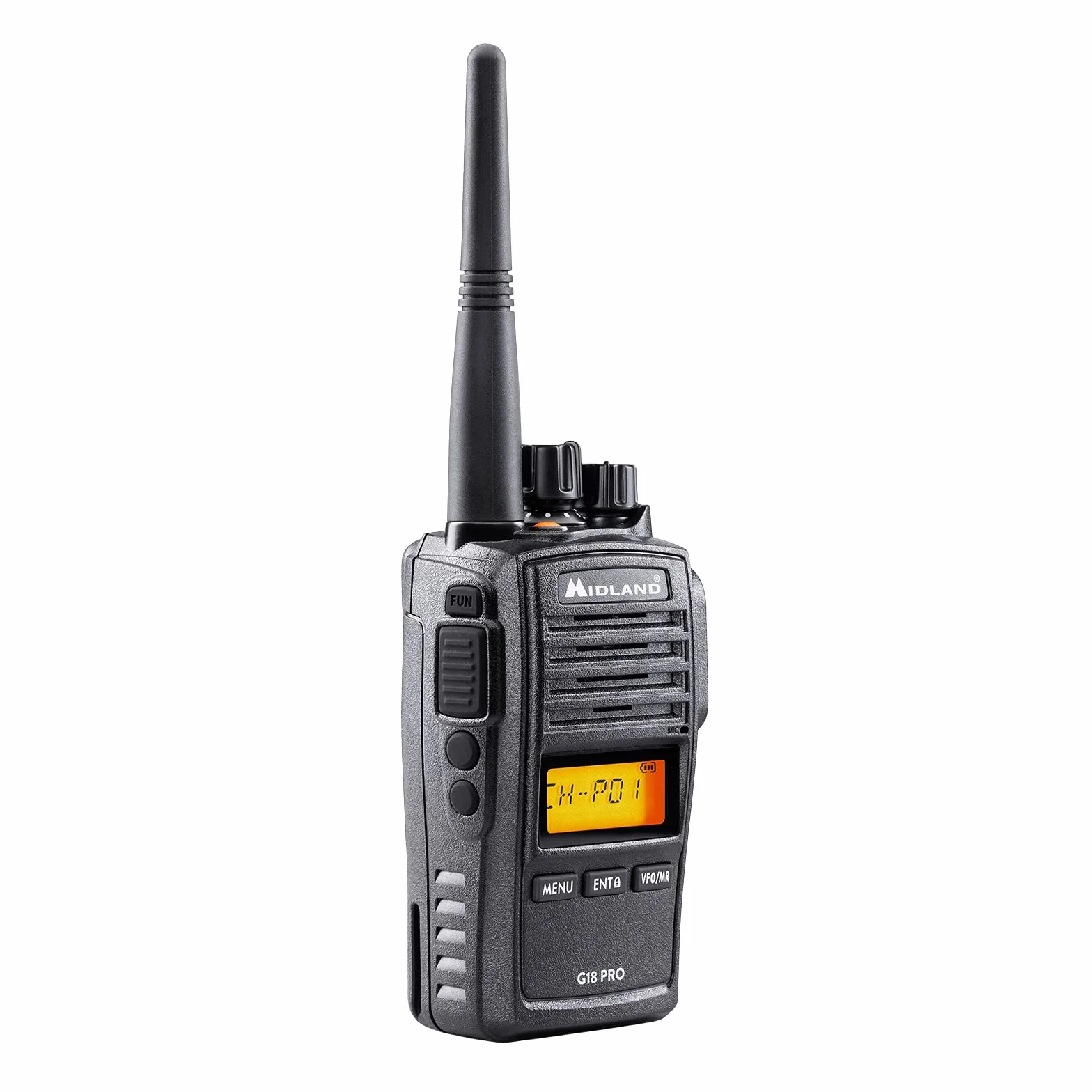 Midland - Walkie Talkie G18 PRO, Ricetrasmittenti Professionali con 99 Canali PMR446, Standard Militare MIL-STD-810G, Waterproof IP67 - Copertura 12Km, Autonomia 22 Ore, Funzione Scrambler e Compander
