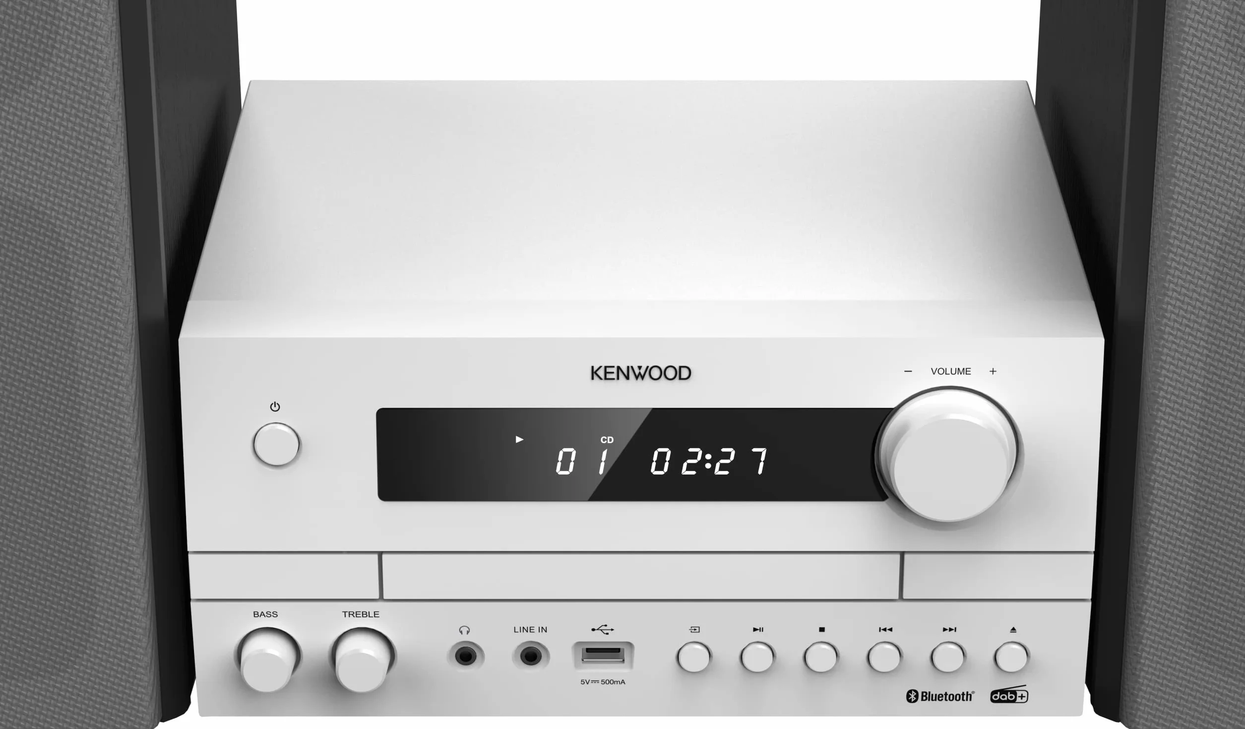 KENWOOD Sistema HiFi Stereo M-822DAB Ricevitore Radio DAB+ FM Lettore CD USB Amplificatore 50W x 2 Altoparlante Bass Reflex 2 Vie Bianco