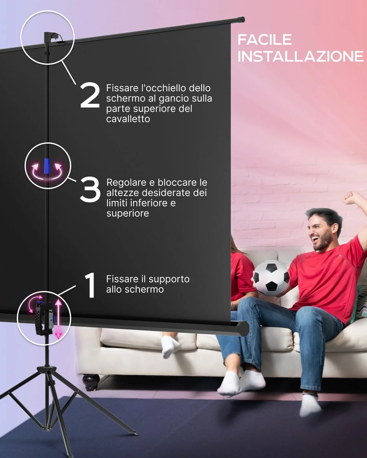 Telo Proiettore 100 Pollici - Porta il Cinema a Casa Tua con Questo Schermo per Proiettore da 16:9 Privo di Pieghe - Telo per Proiettore Portatile per Interni ed Esterni - Con Borsa e Treppiede