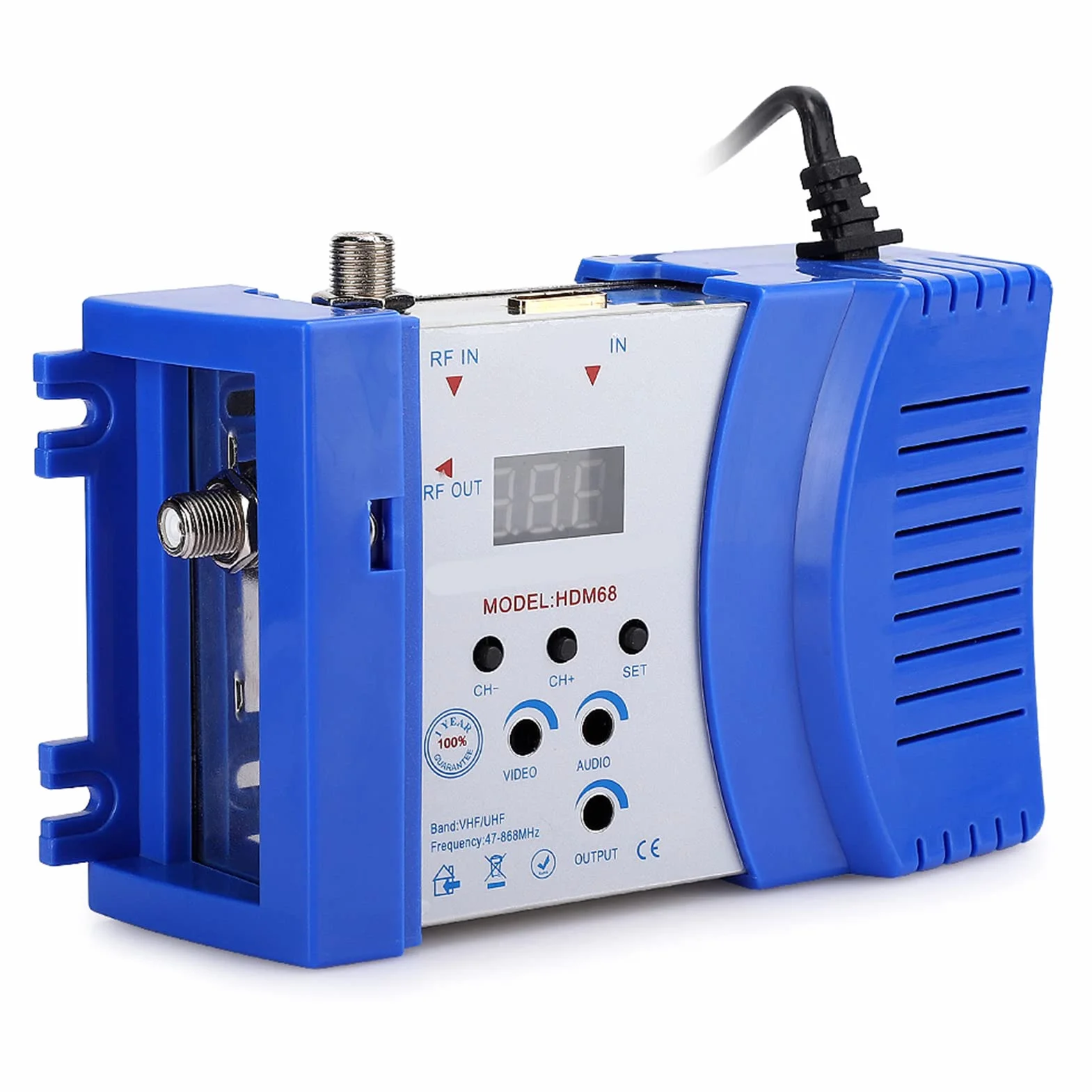 Jectse Modulatore HD HDMI Digitale HDM68 VHF/UHF con Livello di Uscita Regolabile