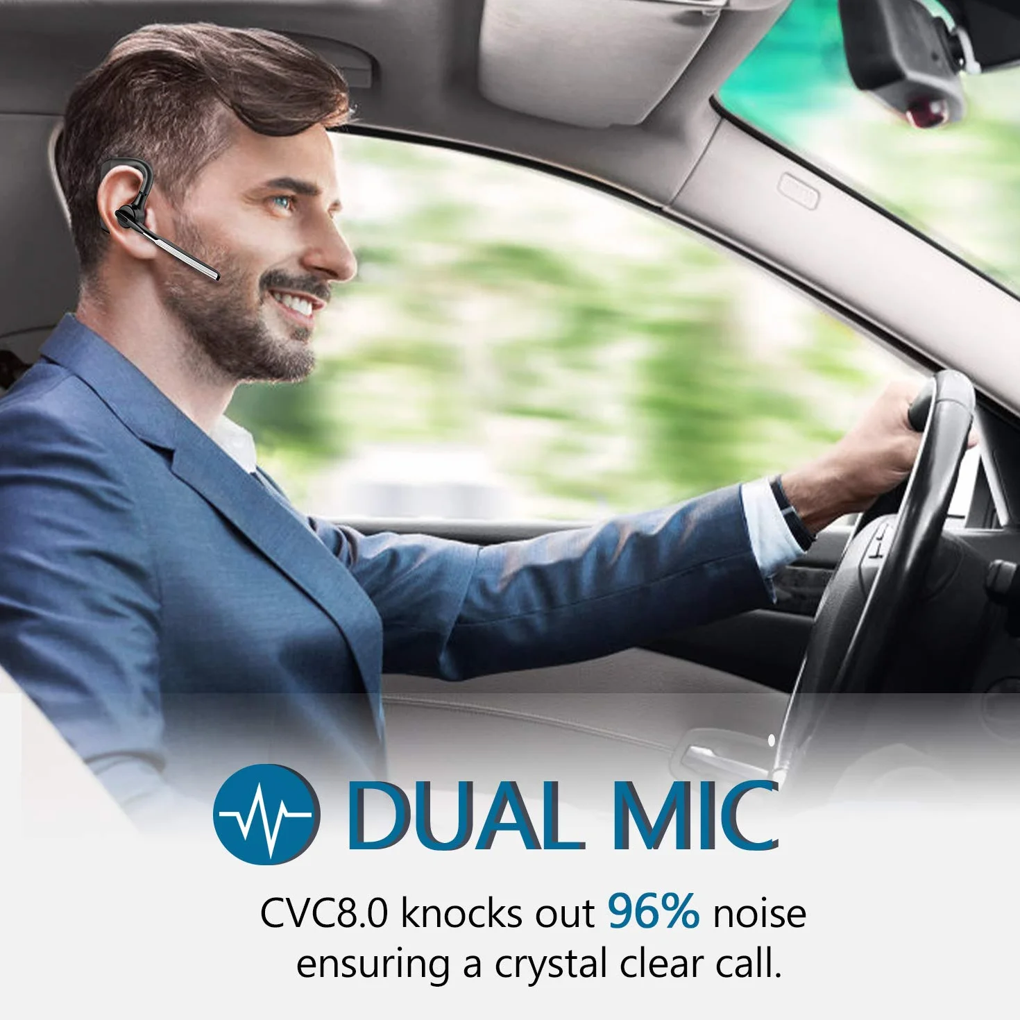 Conambo K18 - Cuffie Bluetooth V5.1 CVC8.0 con cancellazione rumore, 16 ore conversazione, auricolare microfono cellulare camionista, autista ufficio