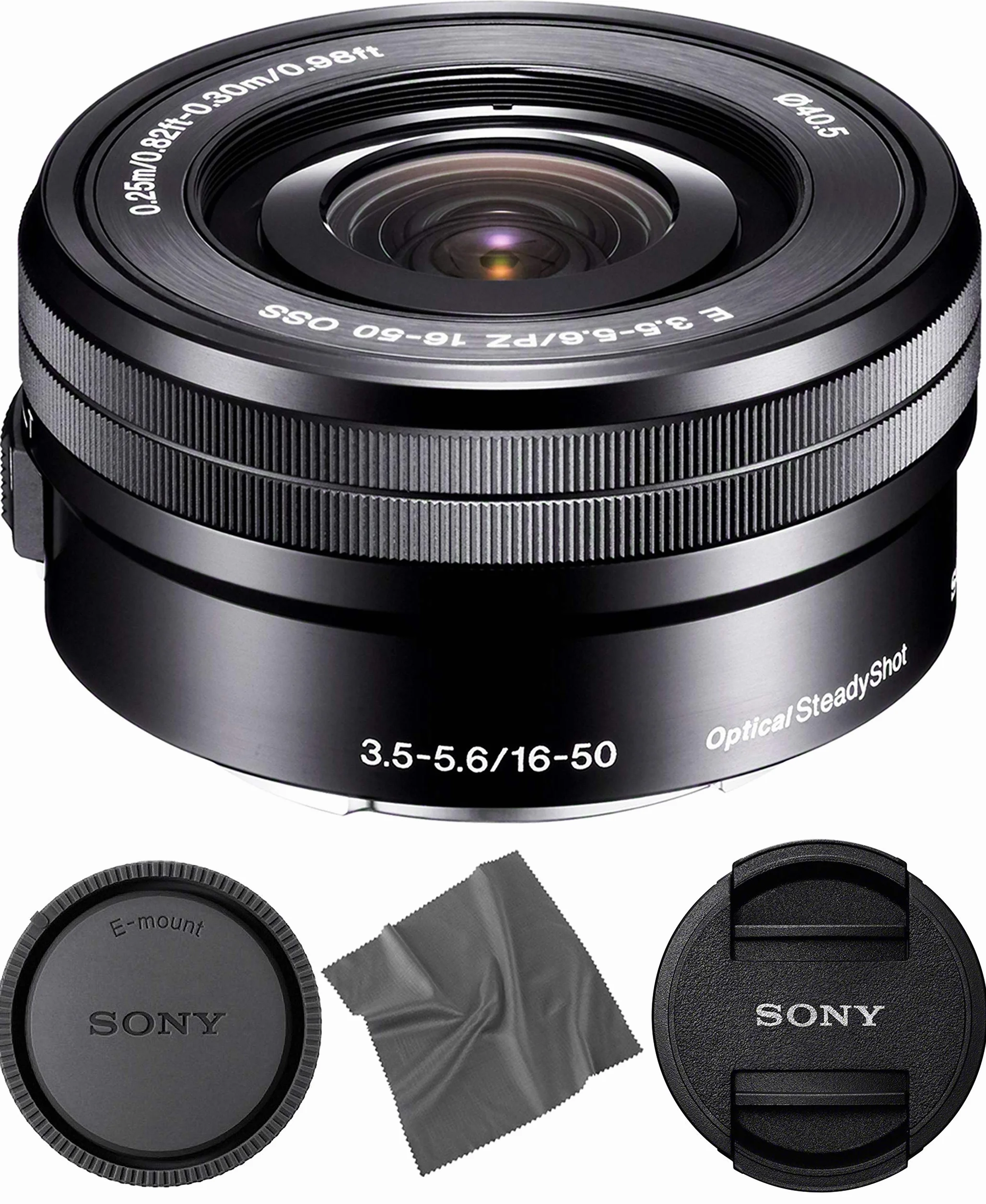 AOM Sony SELP1650 - Obiettivo OSS da 16-50 mm: obiettivo Sony E PZ 16-50 mm f/3.5-5.6 OSS (nero) + kit di partenza Pro Combo - Versione internazionale
