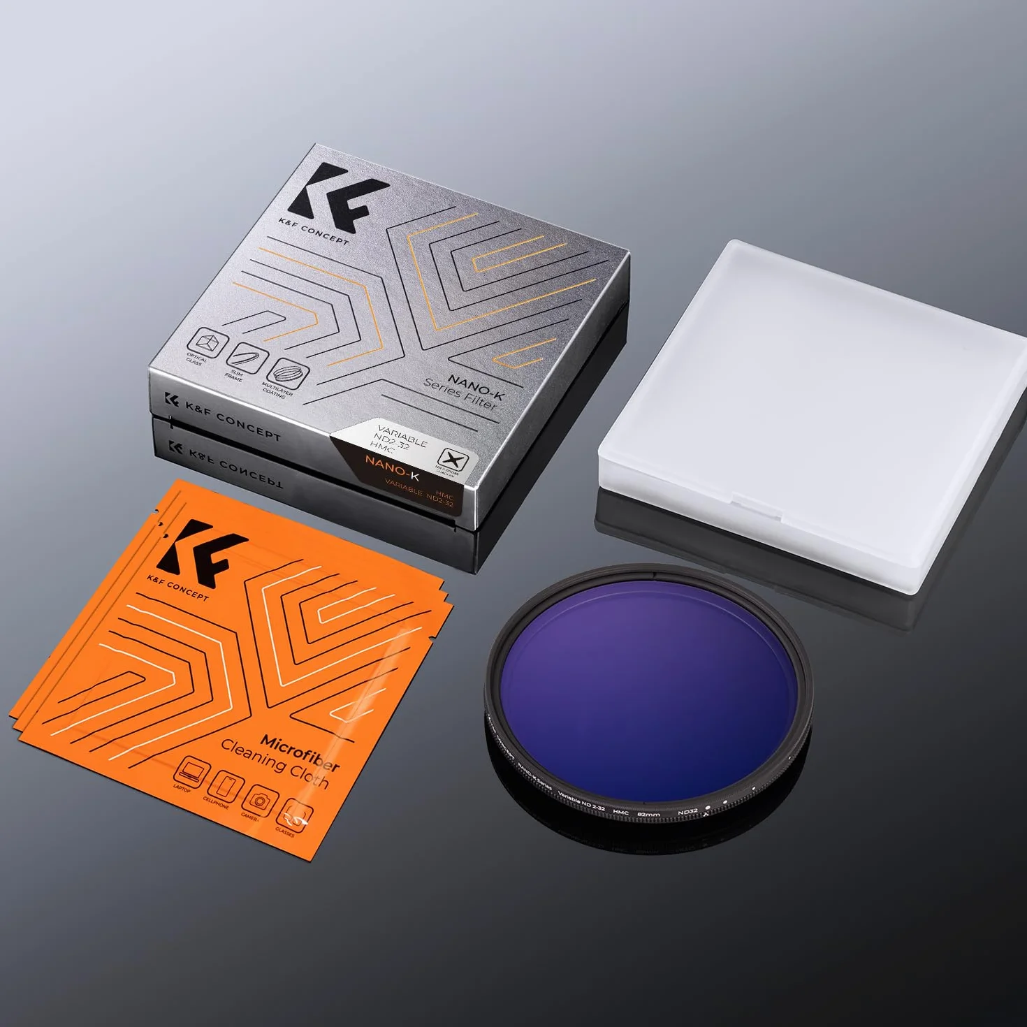 K&F CONCEPT Filtro Variabile ND2-32 (1-5 Stops) Filtro Densità Neutra di Vetro Ottico per Obiettivi 77mm con 3 Pezzi di Panno per Pulizia(Serie Nano-K)