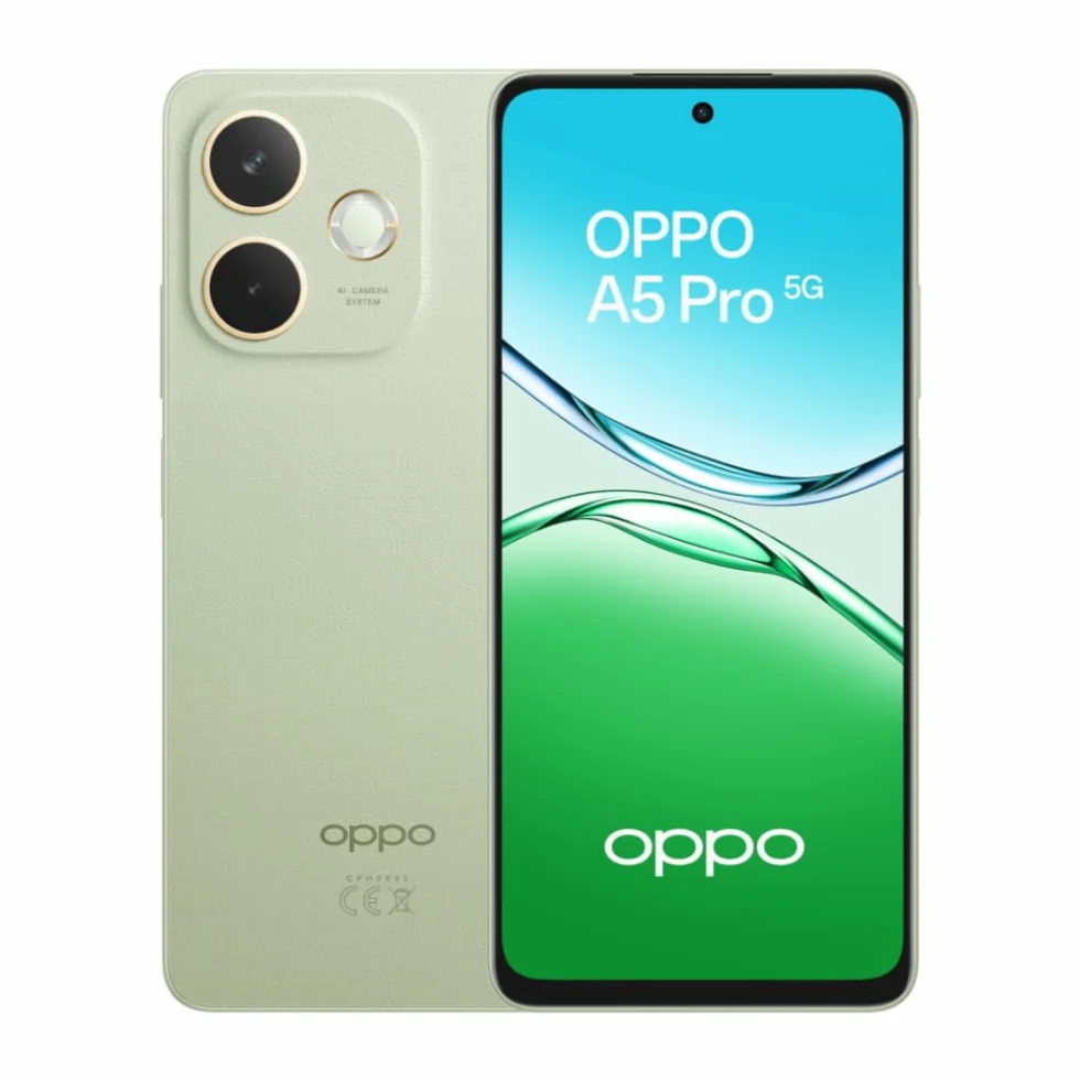 OPPO A5 Pro 5G Smartphone, Foto AI 50MP, Frontale 8MP, Display 6.67” 120HZ LCD HD+, 5800mAh, RAM 8(Esp4GB/6GB/8GB)+ROM 256GB (esp1TB), IP69, Olive Green