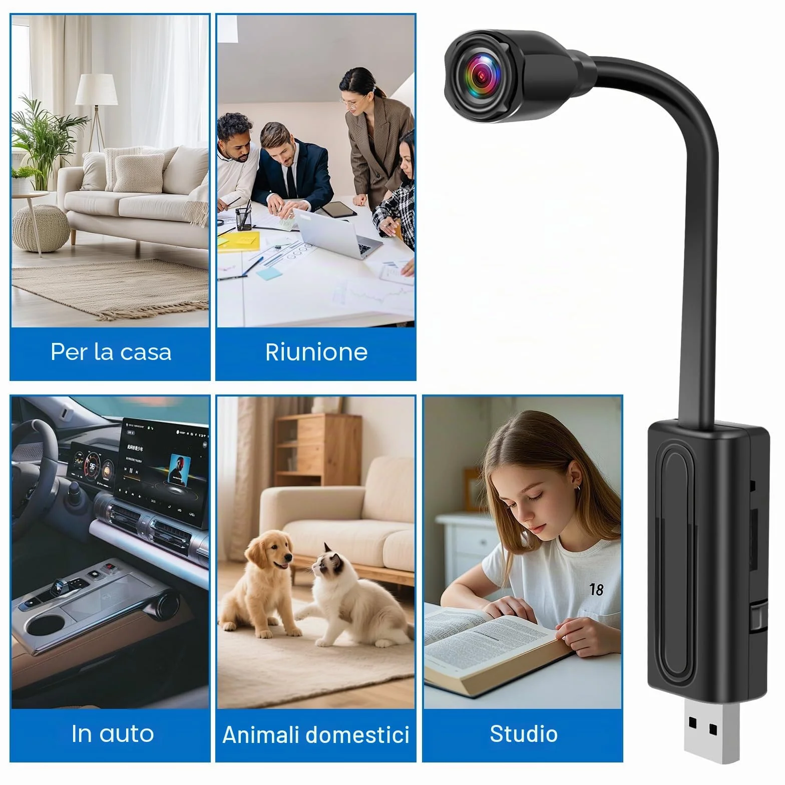 2.4 G WiFi Telecamera Nascosta USB Fotocamera HD 1080P Wifi Telecamera Spia, Mini Telecamera Spia Nascosta supporto di Rilevamento del Movimento e Vista Remota