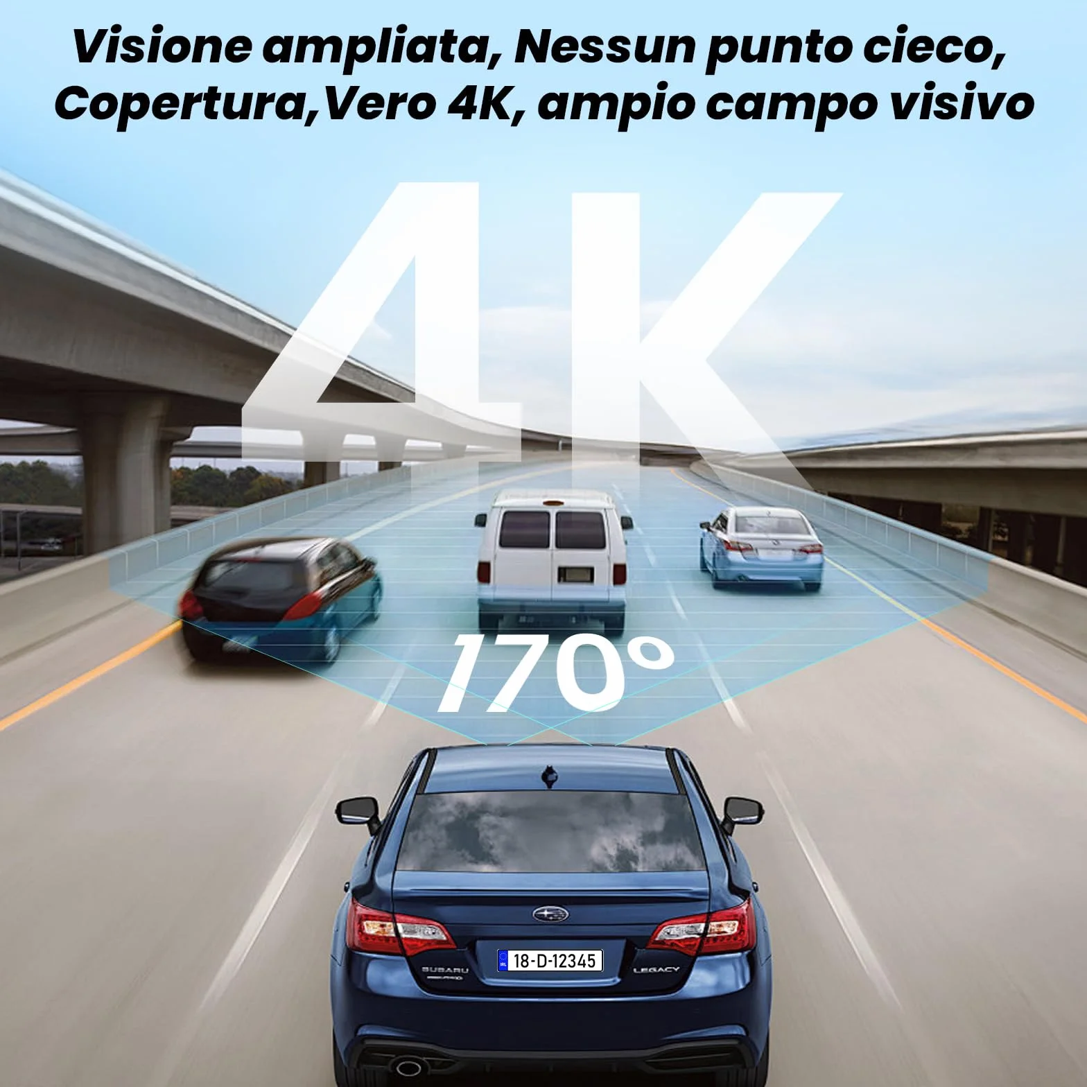 Dash Cam Auto 4K Anteriore e 2K Posteriore, WiFi 5GHz con App, G-Sensor, Registrazione in Loop, Modalità Parcheggio 24H, SD 64G