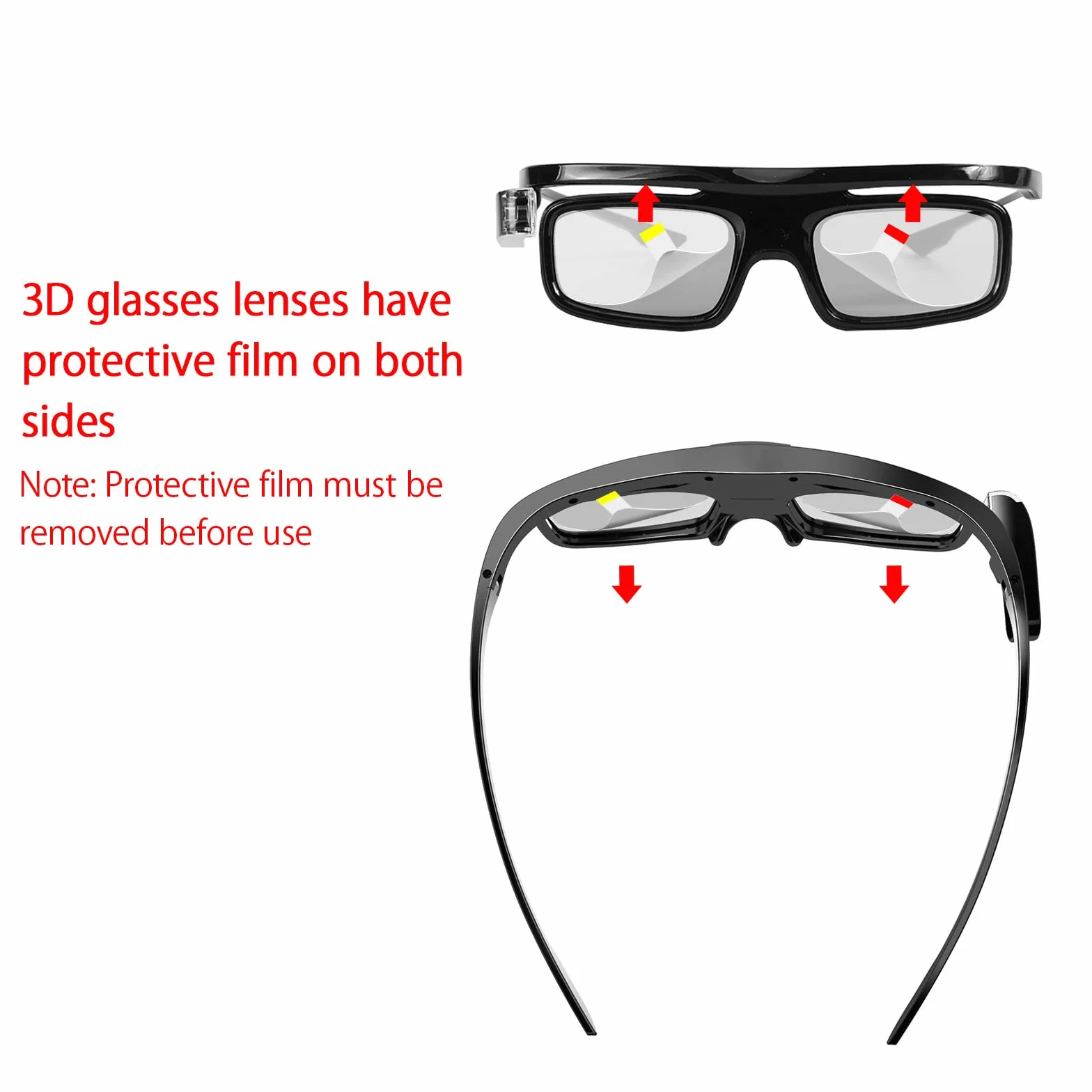 BYINTEK Occhiali 3D Ricaricabili per Proiettore DLP 3D UFO P20 R19 U70 Pro, Otturatore Attivo DLP-Link Real 3D Shocking, Perfetto per Film e Giochi 3D