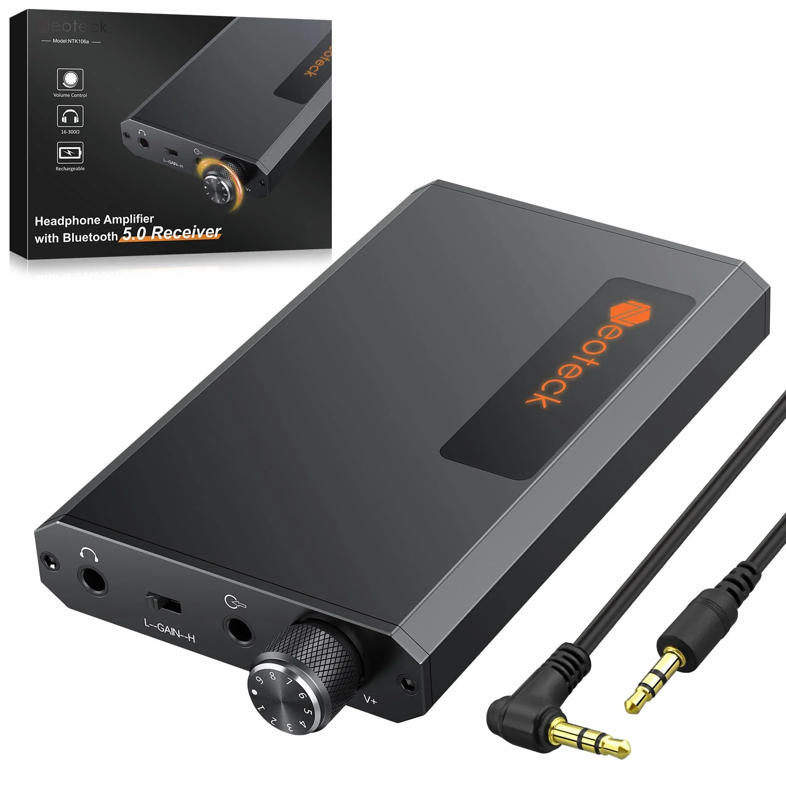 Neoteck 3.5 mm Amplificatore Portatile Cuffie con Ricevitore Bluetooth 5.0 Amplificatore Cuffie 16-300Ω Amplifier Audio Ideale per MP3 MP4 Smartphone Digitale Players Computer
