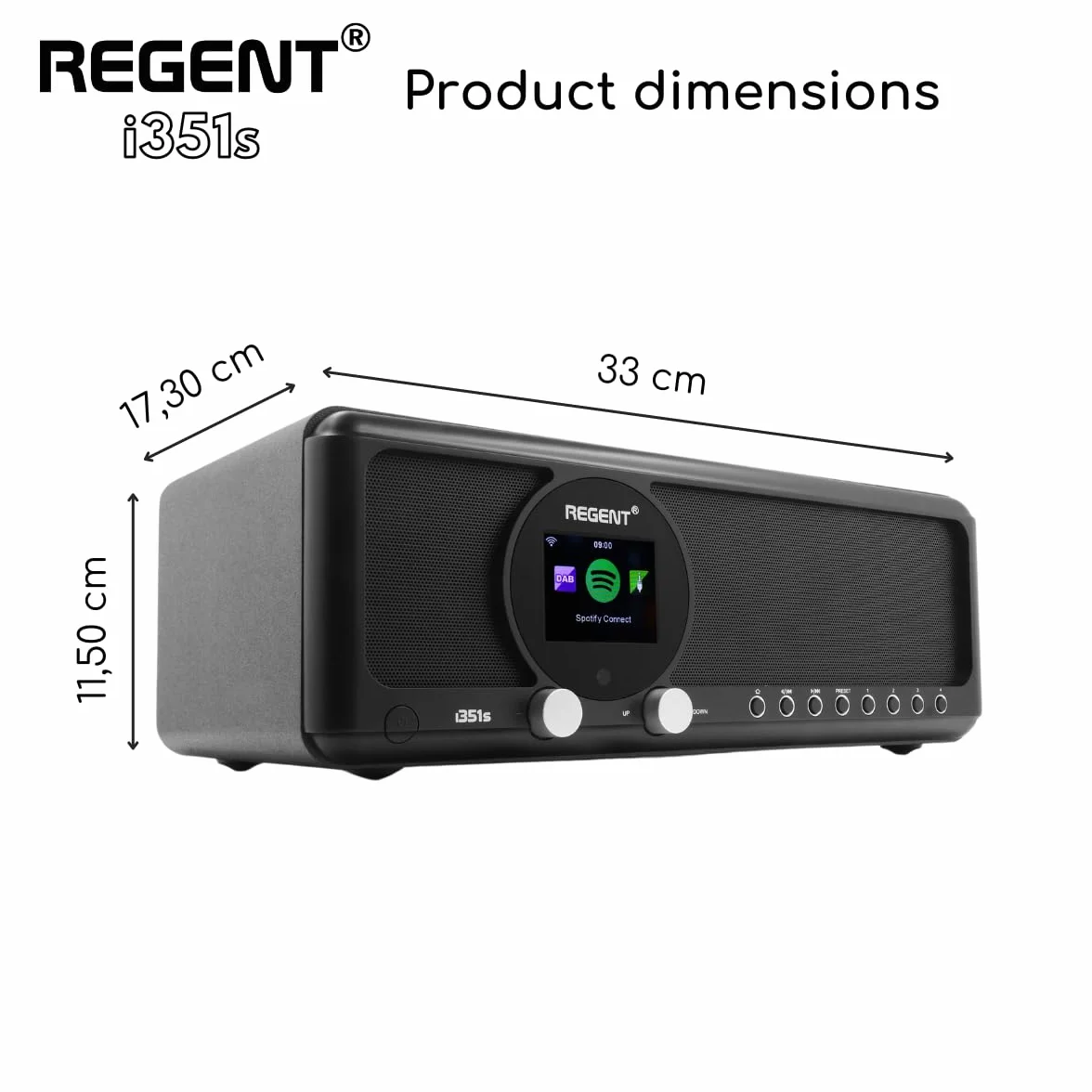 Ferguson Regent i351s Radio Internet DAB+ Wi-Fi Bluetooth Spotify Connect Hi-Fi FM Czarny