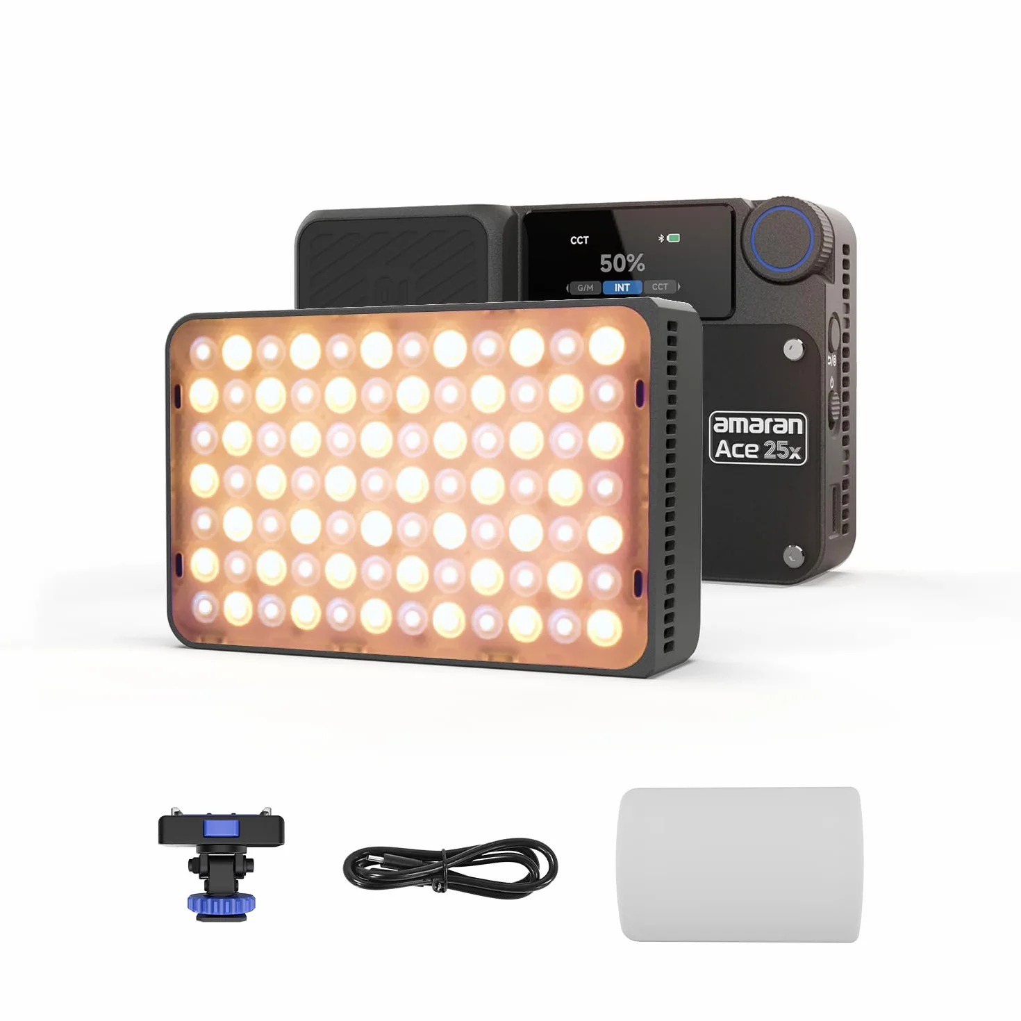 Amaran Ace 25x Luce LED Bi-Color, 32W Luce Video On-Camera, 2700K-6500K, 6320 Lux @ 0,5m, Ricarica Rapida USB-C, Montaggio Magnetico, 9 Effetti Luminosi, Controllo Wireless amaran App Charcoal