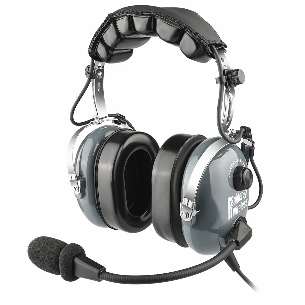 Cuffie da Aviatore PNR Avionica per Piloti, Riduzione Passiva Rumore, Custodia, Grigio, 10x20x13 cm