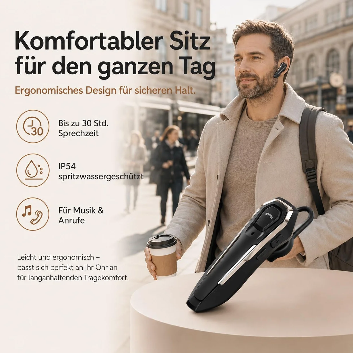 Micool Auricolare Singolo Bluetooth 5.0, con cancellazione del rumore, Auricolari Bluetooth mono vivavoce 30 ore di conversazione, Cuffie wireless Bluetooth per camionisti/magazzini