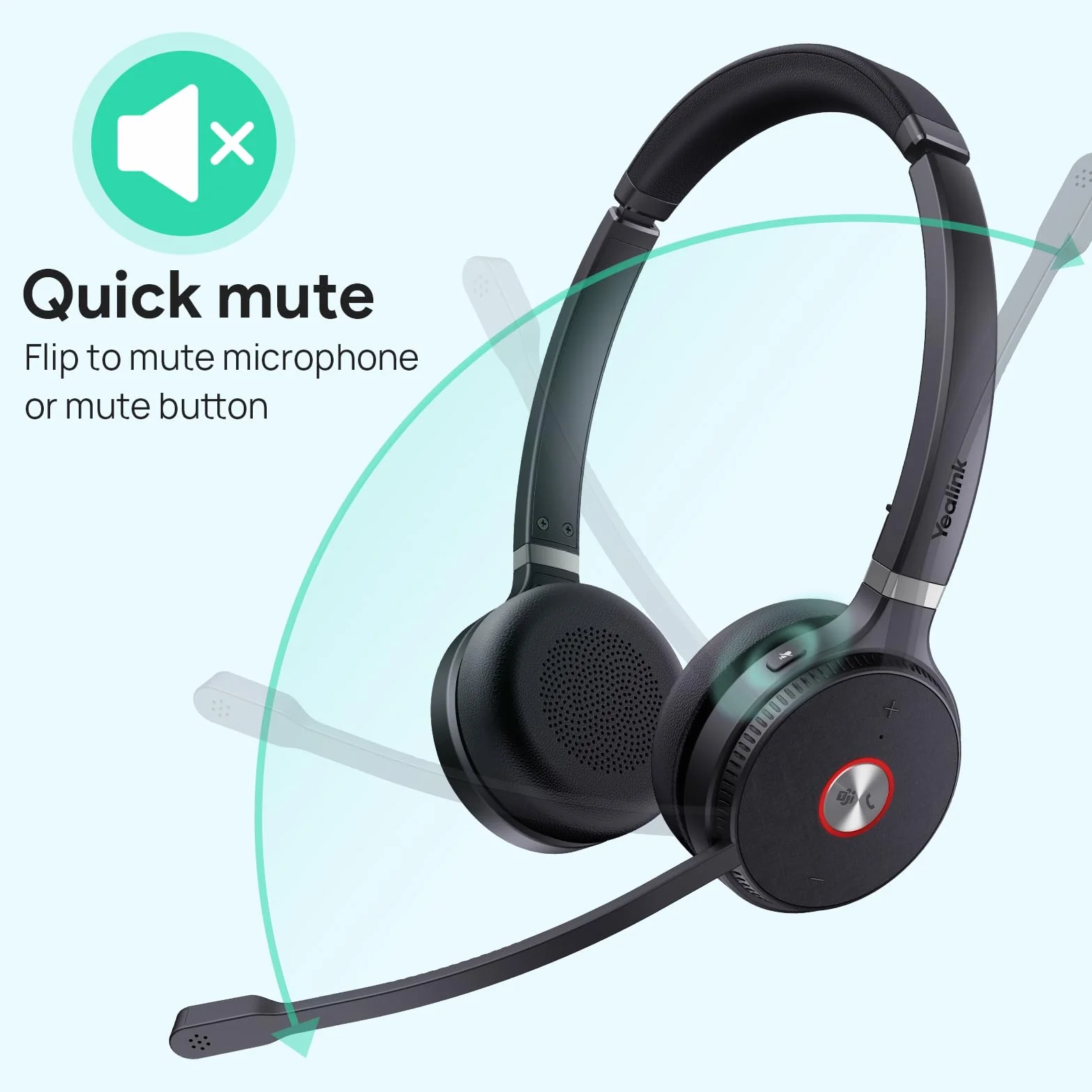 Yealink WH62 Cuffie cordless DECT certificate Teams, Cuffie da ufficio monoauricolare per telefono fisso e softphone per computer, Microfono con cancellazione del rumore, Autonomia in conversazione 13