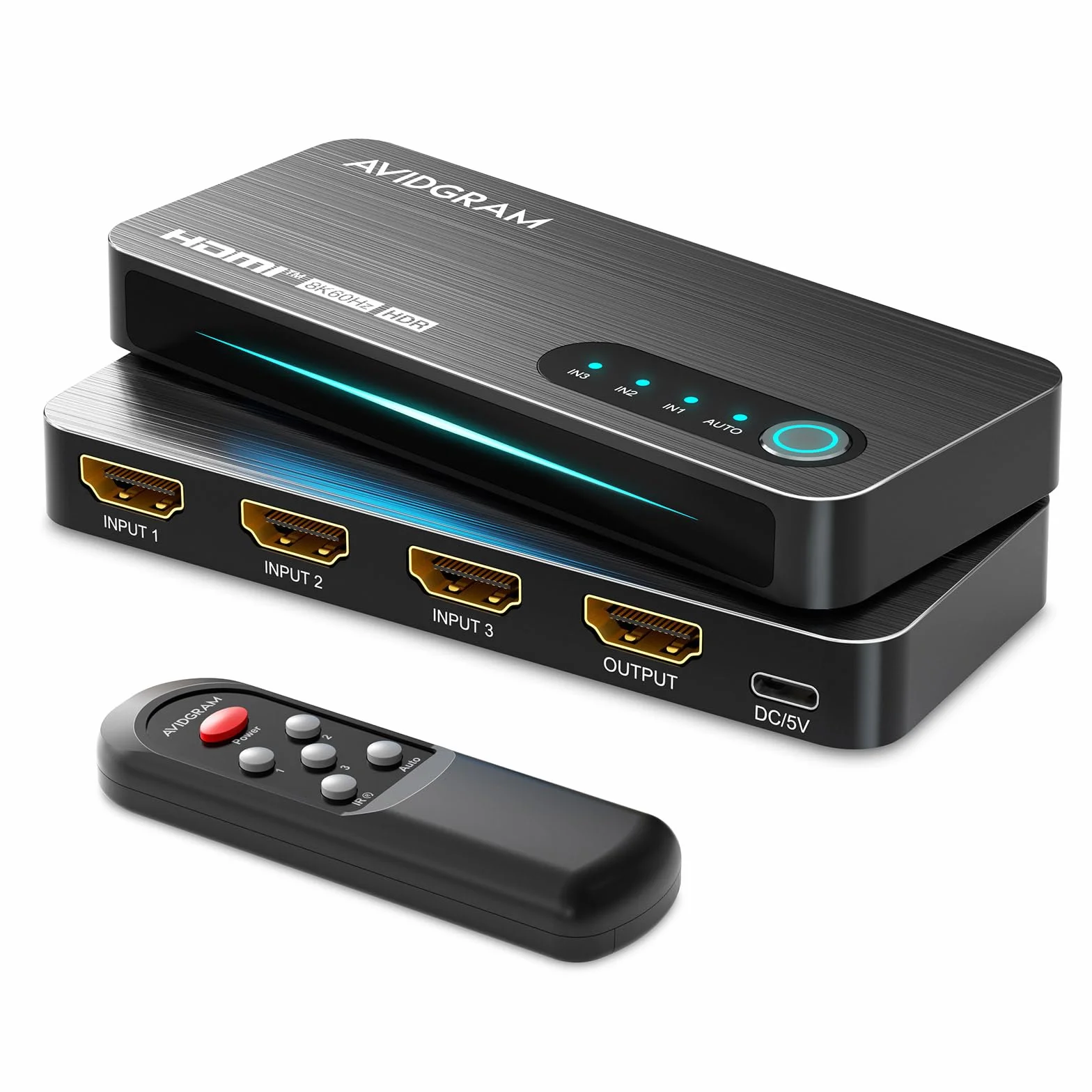 AVIDGRAM Switch HDMI 2.1 4K 120Hz 3 in 1 Out 8K 60Hz 48 Gbps Auto Selettore