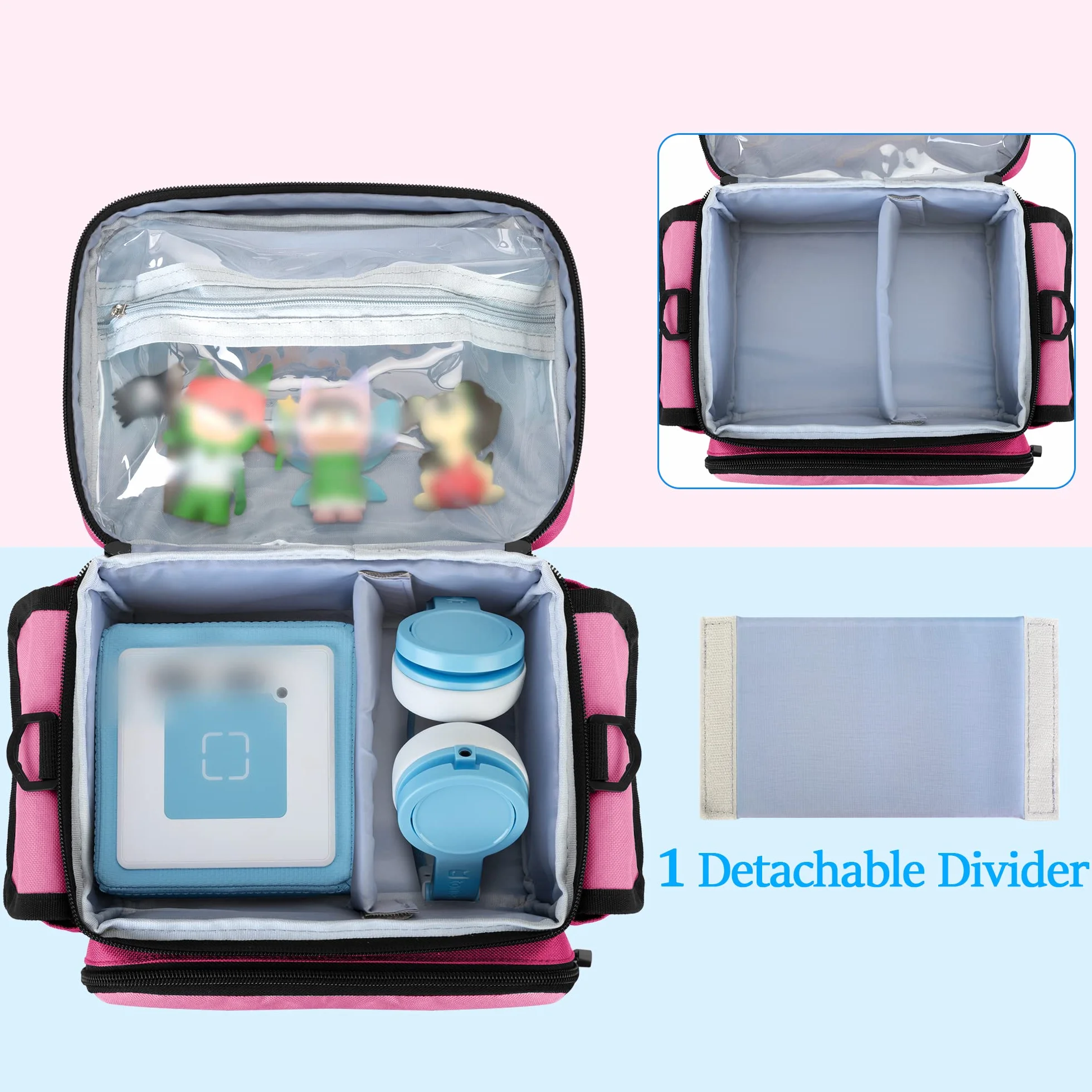 LoDrid Custodia Compatibile con Toniebox 2/1, Borsa Portatile per Lettore Audio Starter Set con Manico e Tracolla per Organizer per Accessori, Rosa Rossa, Solo Borsa (design brevettato)