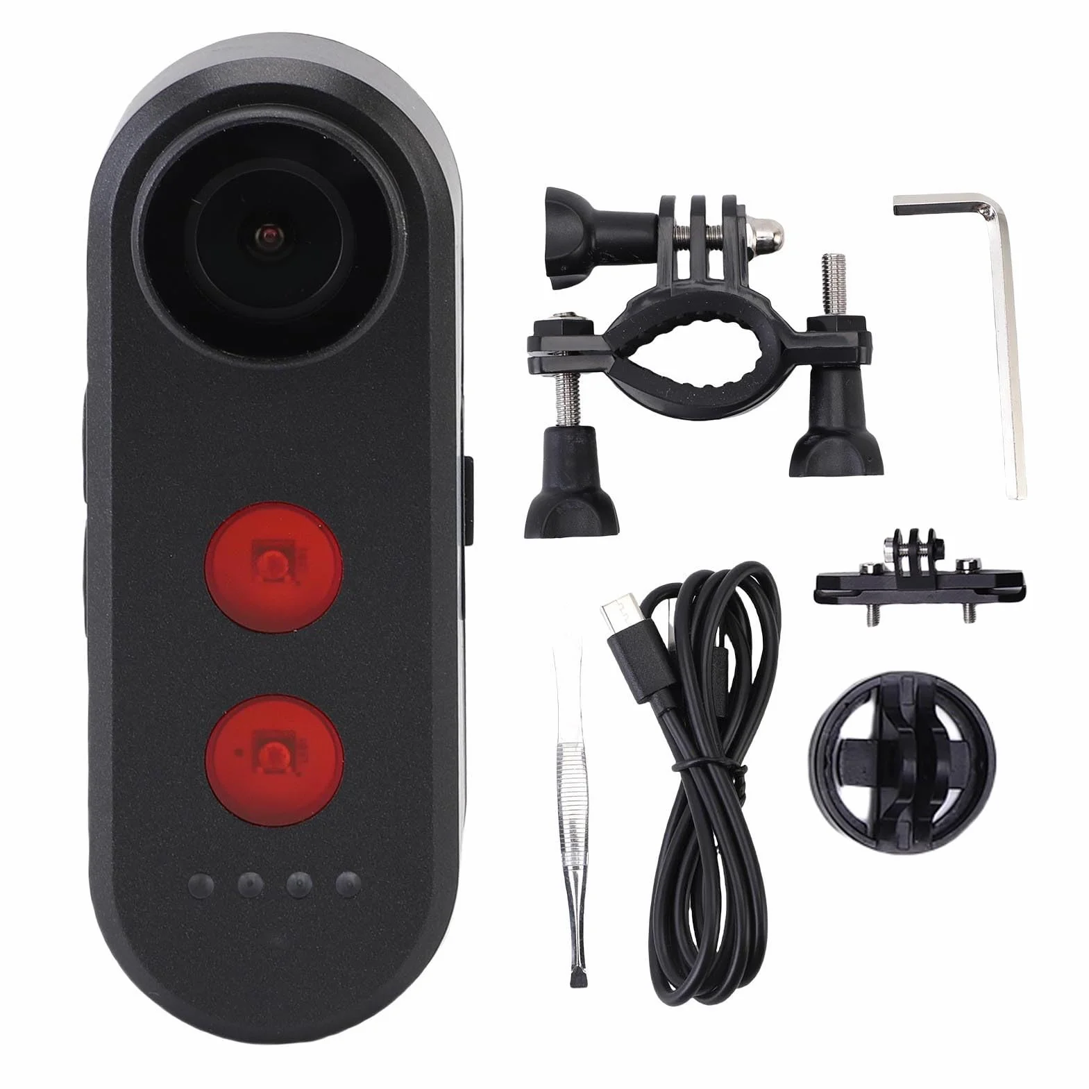 Camera da Ciclismo 1080p con Luce di Coda, Telecamera Posteriore in Bicicletta 1080p, Angolo di 140 ° Largo, IPX6, Registrazione del Loop, Supporto per App, per Montagna, Bici (64G)