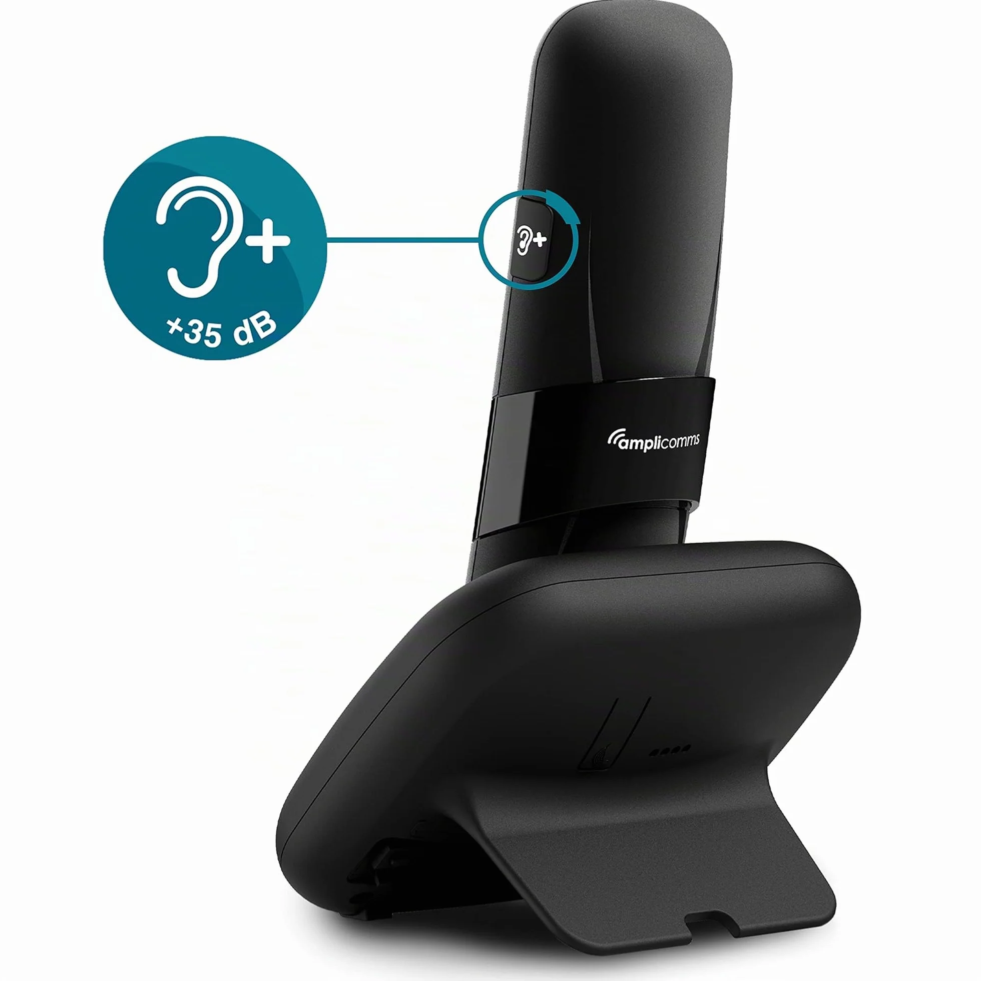 Amplicomms BigTel 1583 Trio Telefono cordless DECT con tastiera grande, amplificazione audio, suonerie forti, segreteria telefonica, compatibile con apparecchi acustici, protezione delle chiamate