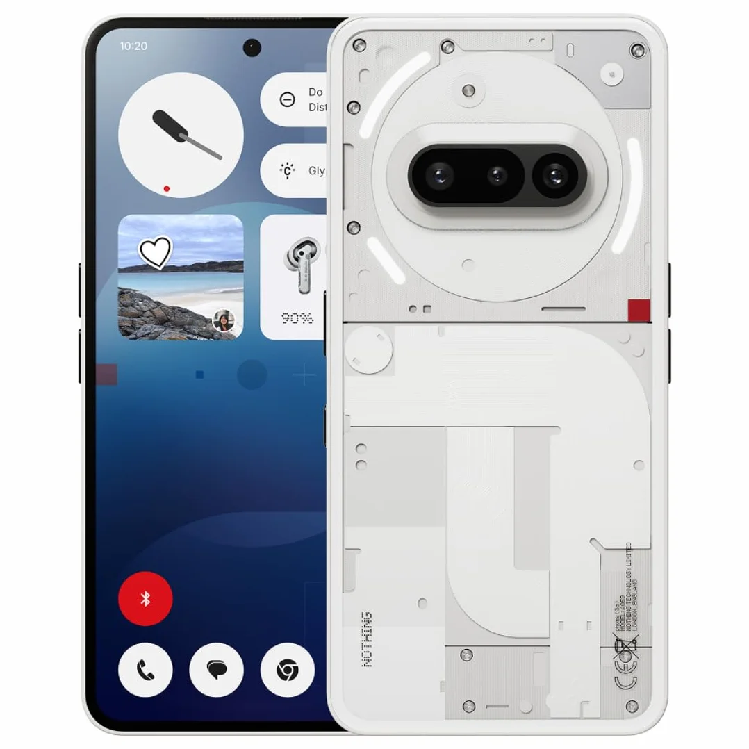 Nothing Phone (3a) 128 GB - Handy mit Essential Space, 50-MP-Hauptkamera, 32-MP-Frontkamera, 30-facher Ultra-Zoom, 8 GB RAM, Langer Akkulaufzeit und 6,77 Zoll Flexibles FHD+ AMOLED-Display - Weiß