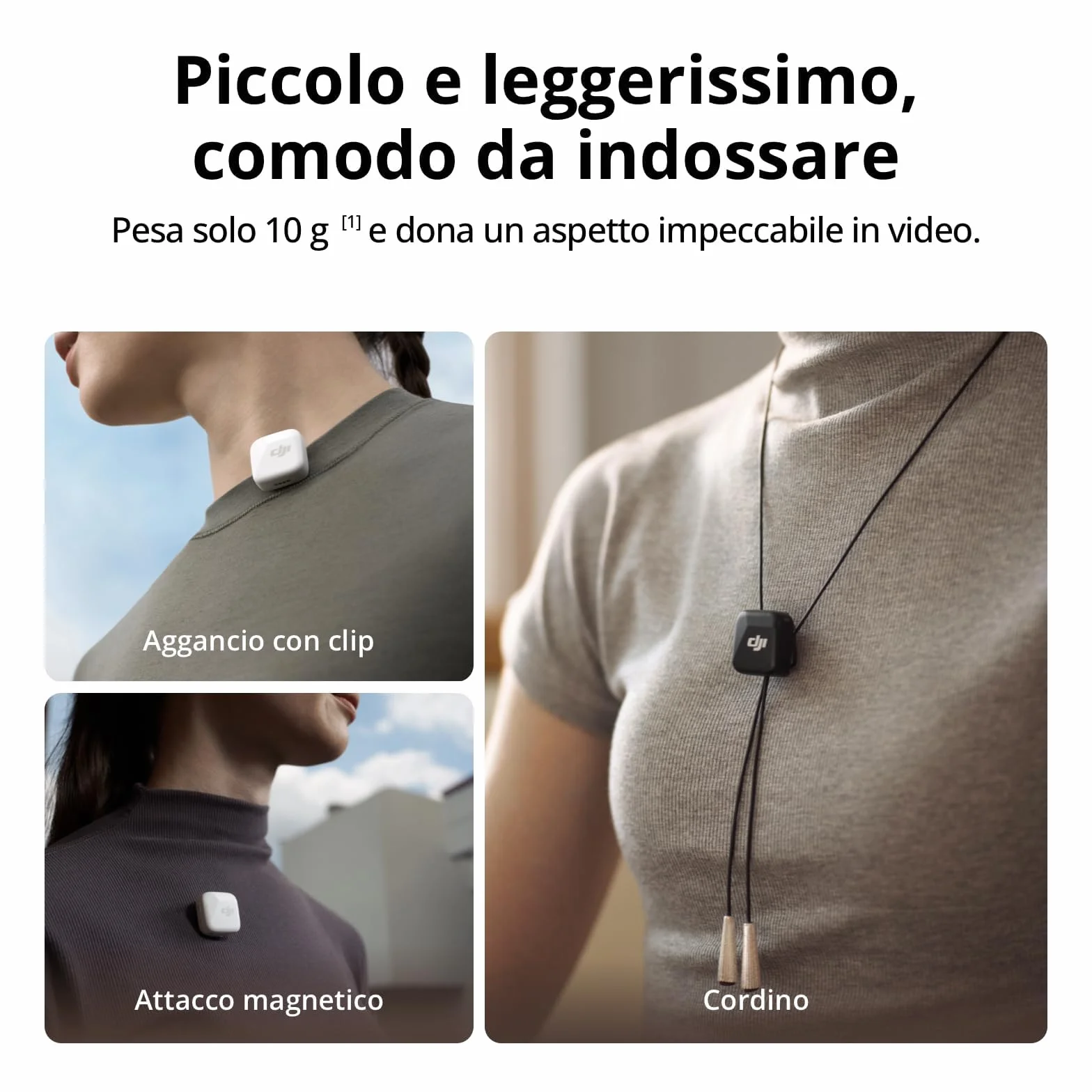 DJI Mic Mini wireless lavalier microphone per iPhone 17/16/15 Android PC tablet, 300 m range, cancellazione rumore, vlog