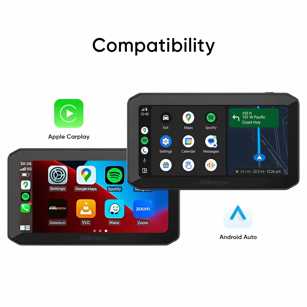 Schermo CarPlay Moto 6.25" Laridetech Titan 6 – Apple CarPlay Android Auto, GPS Navigazione Moto, Dashcam, Schermo Moto Impermeabile Universale (Titan 6 Start)