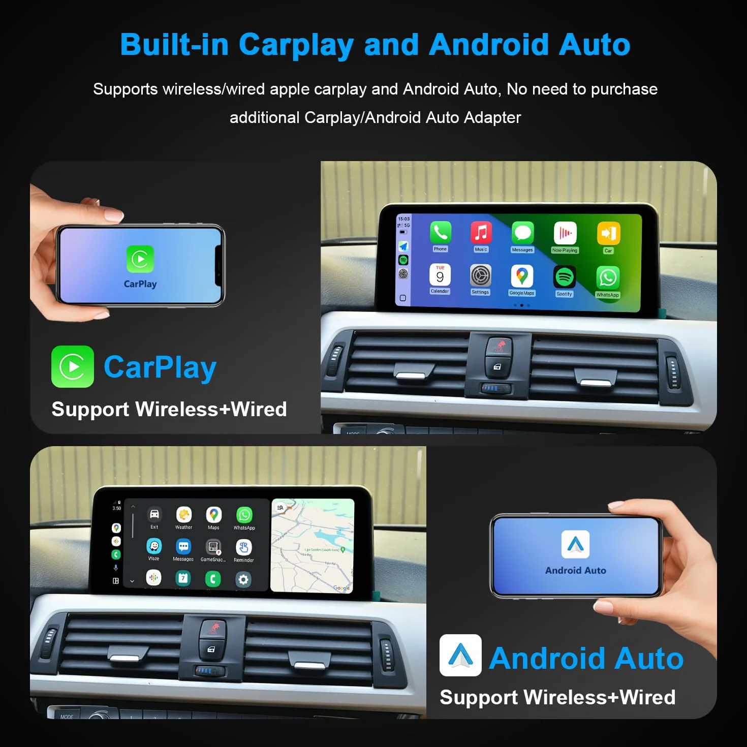 PEMP Schermo Linux per BMW Serie 3 F30 X1 F48 2017-2019 EVO ID6, Supporto Wireless CarPlay Android Auto utilizzando OEM Bluetooth Chiamata e Musica