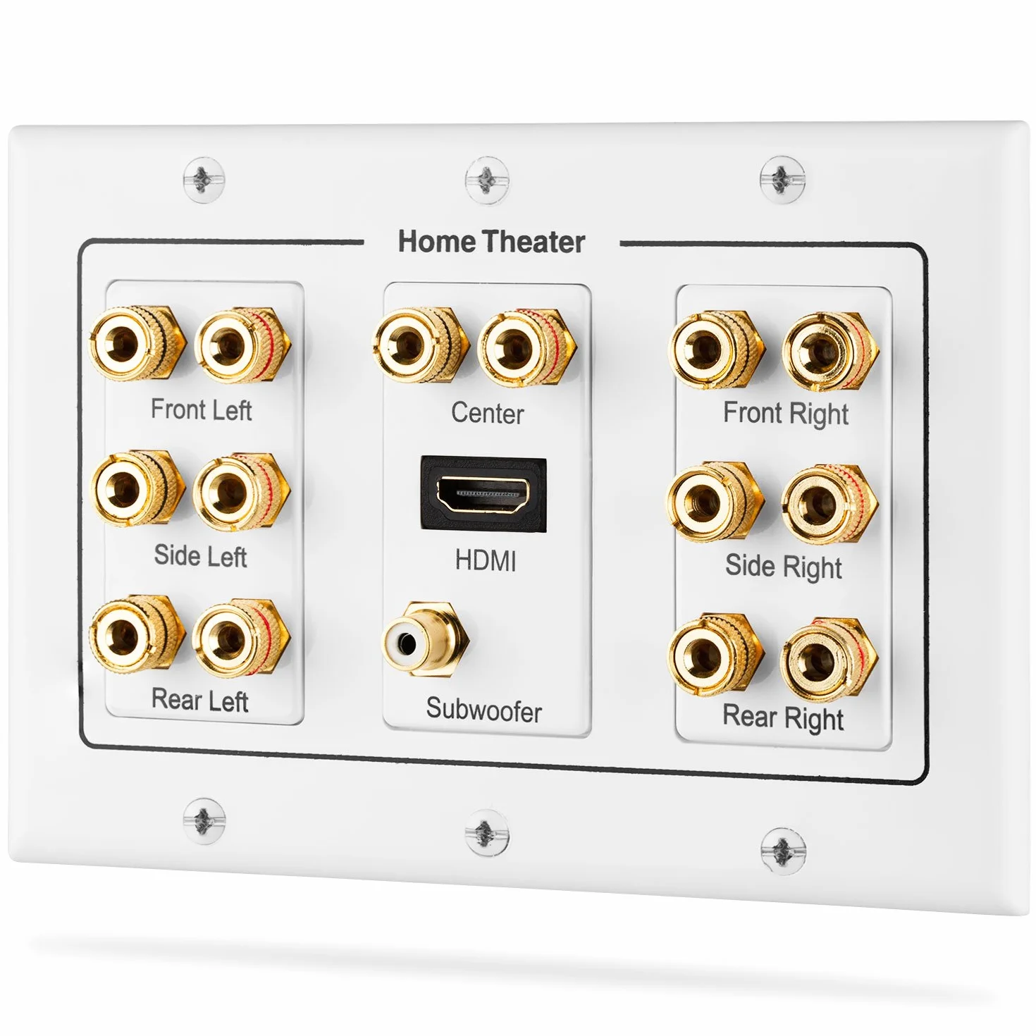 Fosmon Altoparlanti Multimediali Wallbox Scatola di Derivazione a Muro con Spina a Banana, 1 HDMI, Audio Surround 7.1, Subwoofer Home Cinema