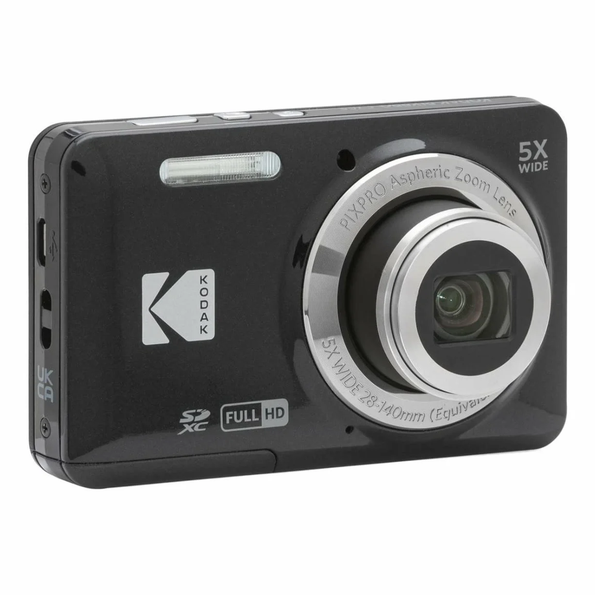PIXPRO FZ55 Friendly Zoom fotocamera digitale (nero) confezione con scheda SD da 32 GB, custodia per fotocamera e caricabatterie da viaggio con batteria (4 articoli)