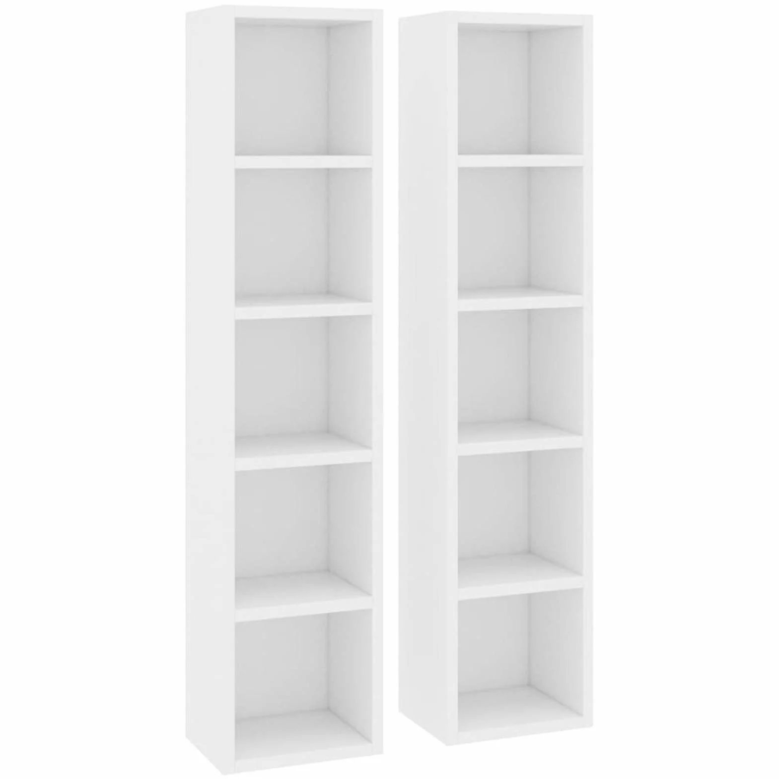 Scaffali Porta CD 2 pz,Dvd archiviazione Porta Dvd a Colonna Scaffali Porta CD,Mobili,Armadietti e portaoggetti, armadietti per Supporti multimediali,Bianchi 21x16x93,5 cm Legno Multistrato