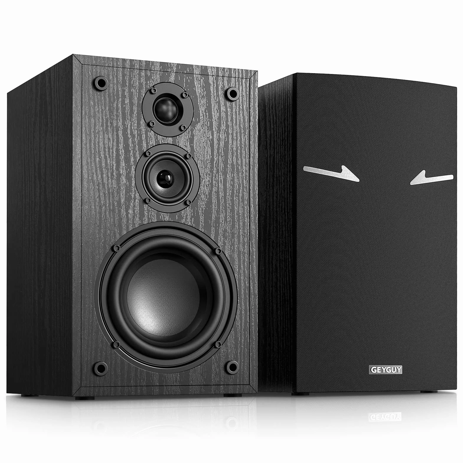 Passive Bookshelf Speakers, 3-Way 80W RMS / 240W Peak Power, 2.0 Stereo Home Theater Speakers with Deep Bass 48Hz, HiFi Audio for TV & PC Studio Use