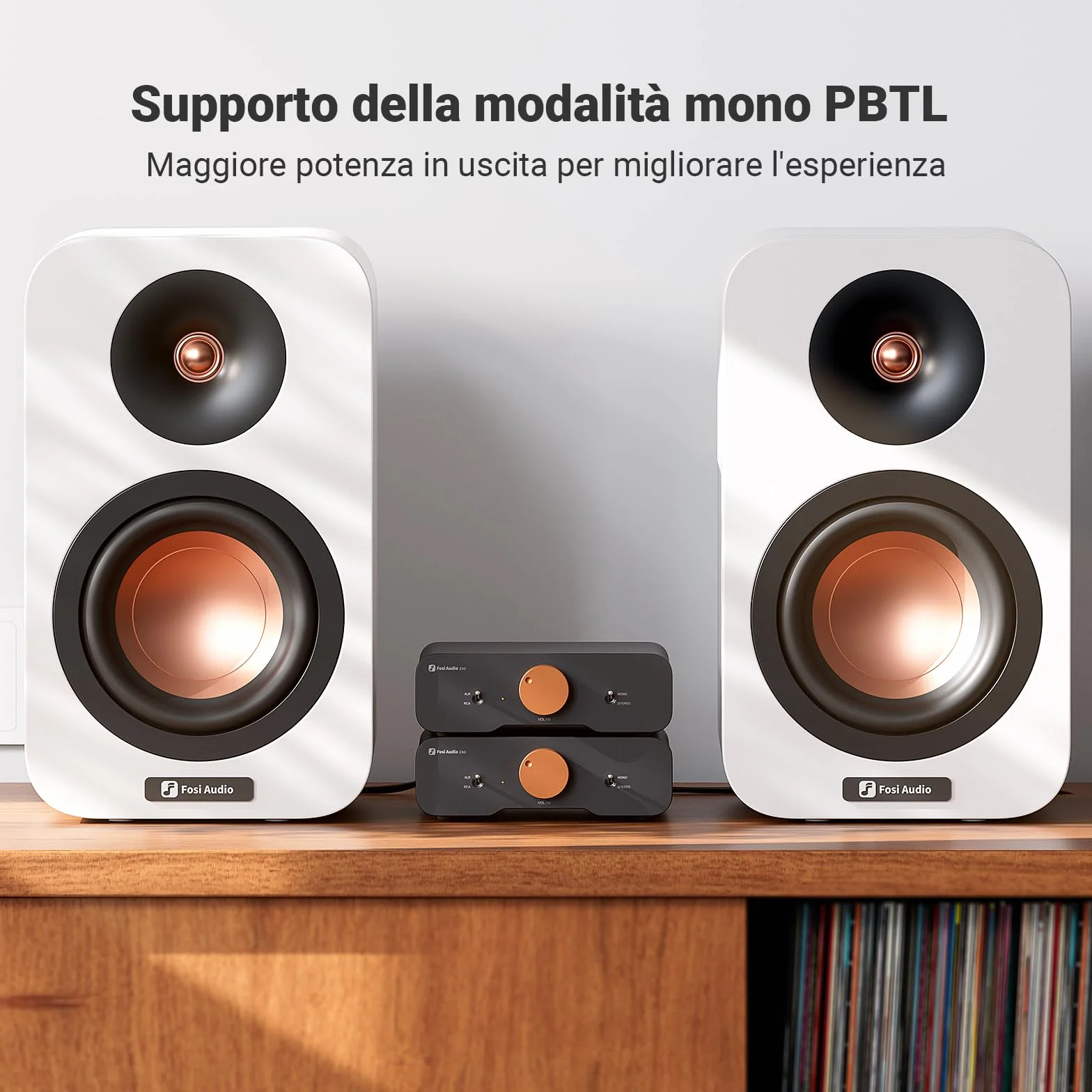 Fosi Audio ZA3 Amplificatore HiFi Stereo/Mono Bilanciato, Mini Amplificatore Audio Monoblocco, XLR RCA 12V Trigger-in, Alimentatore 48V/5A