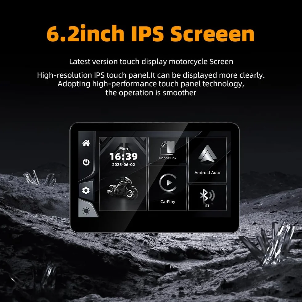 Schermo da 6,2 pollici in alluminio per moto per BMW R1200GS R1250GS R1300GS F850GS F900, CarPlay wireless e display automatico Android (senza staffa/nessun GPS autonomo), compatibile con