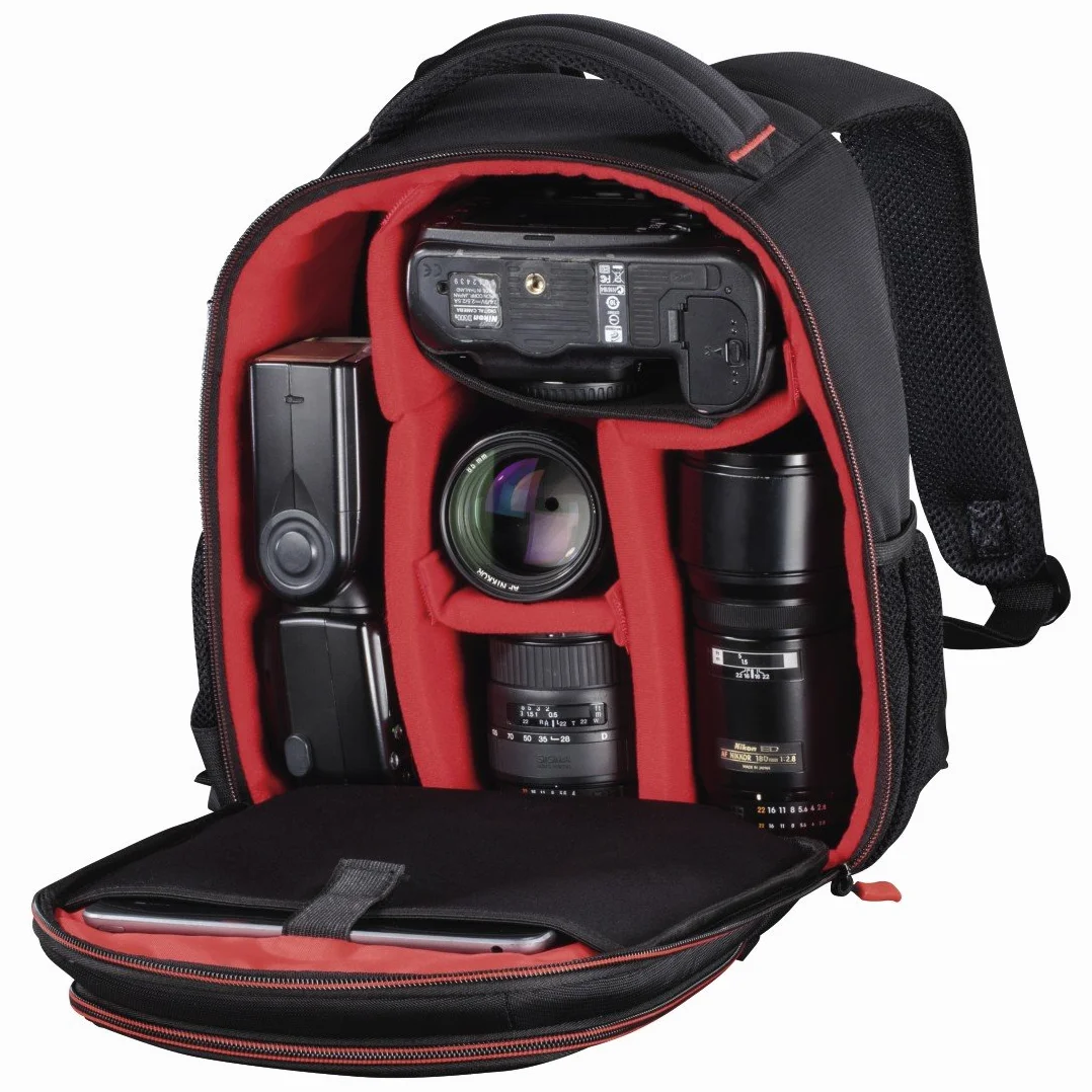 Hama Zaino per fotocamera Miami 150, nero/rosso, Nero, Viaggi
