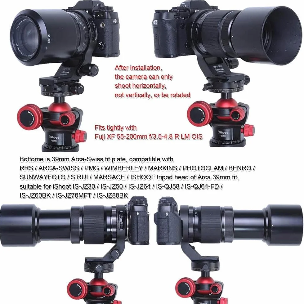 Anello di montaggio per treppiede compatibile con Fuji XF 70-300 f/4-5.6 R LM OIS WR e Fujifilm XF 55-200mm f/3.5-4.8 R LM OIS, staffa di supporto piastra a sgancio rapido per treppiede Arca-Swiss Fit