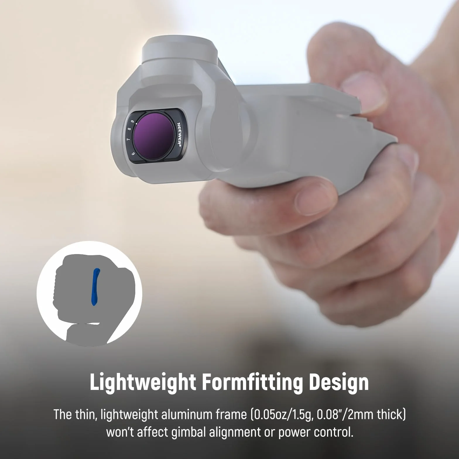 NEEWER Kit Filtro ND2-ND32 e ND64-ND512 Variabile Compatibile con DJI Osmo Pocket 3 / Pocket 4 / Xtra Muse, con Stop Limitati, Filtri a Densità Neutra, con 2 Protezioni in Vetro Temperato