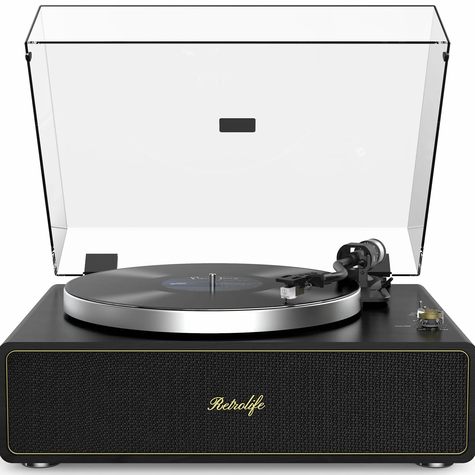 Giradischi con Altoparlanti Incorporati, Giradischi Vinile Bluetooth 2 Velocità 33/45 RPM Auto-Off