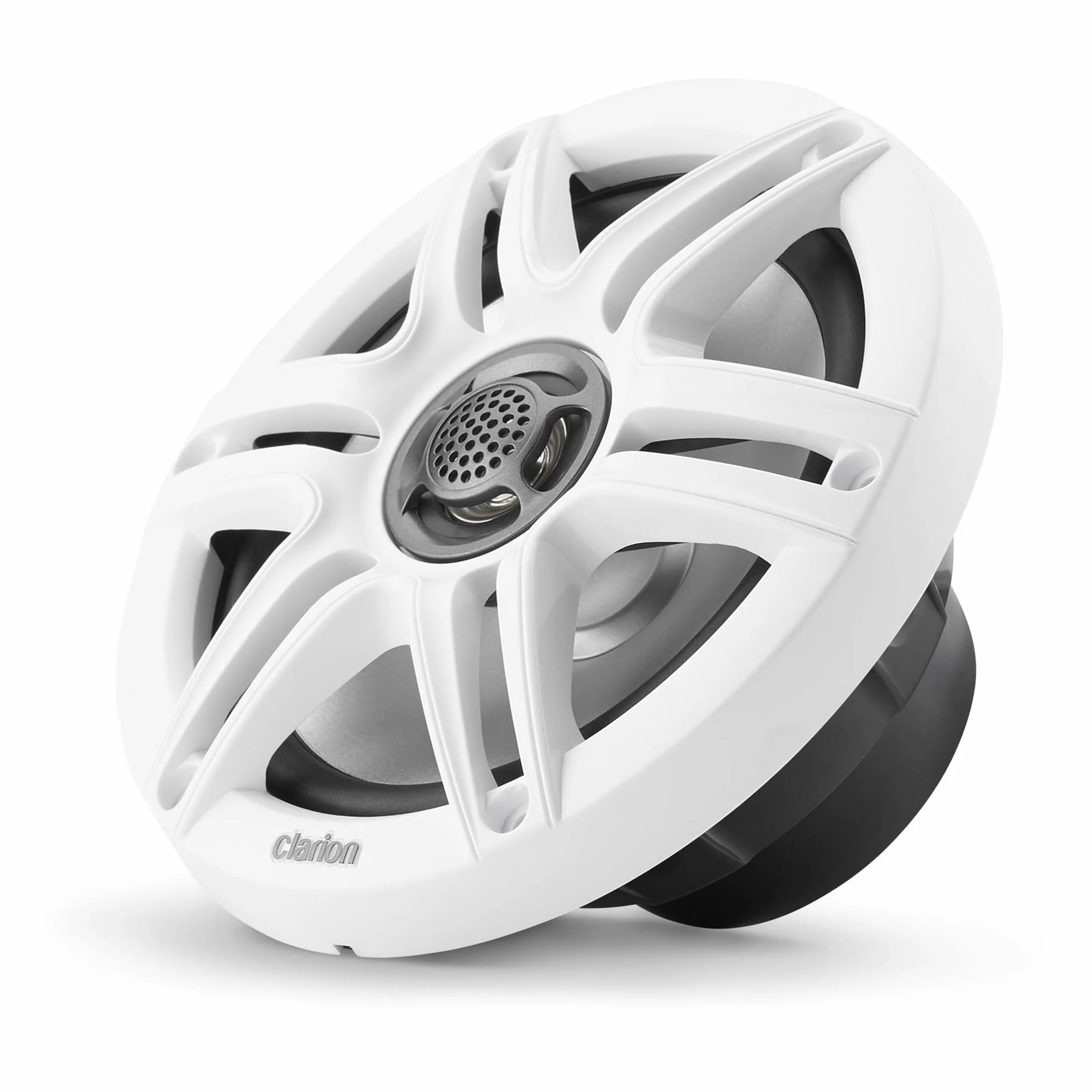 Clarion CMS-651-SWB - Altoparlanti coassiali marini da 16,5 cm, 30 W RMS, potenza 1/2" (13 mm), tweeter a cupola in polimero, include griglie sportive bianche e nere