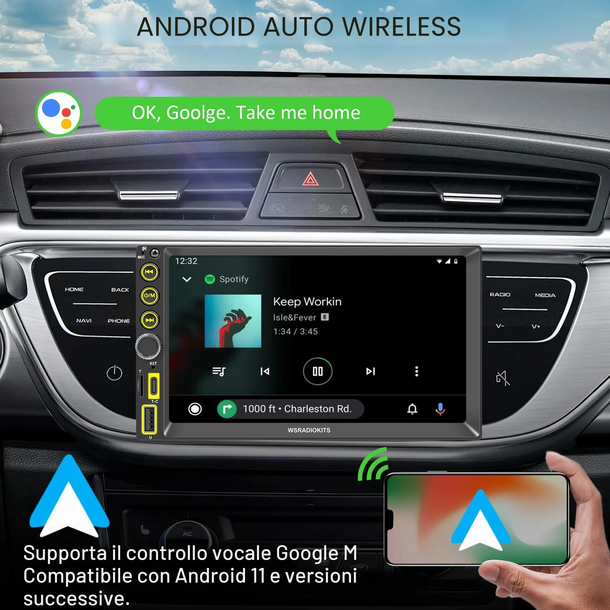 [Aggiornamento] A-pple CarPlay & Android Auto Autoradio 2 Din, ricevitore multimediale digitale da 7 pollici, doppia radio DIN con schermo, telecamera posteriore, mirror link, RDS/FM/AM/Phone GPS Navi