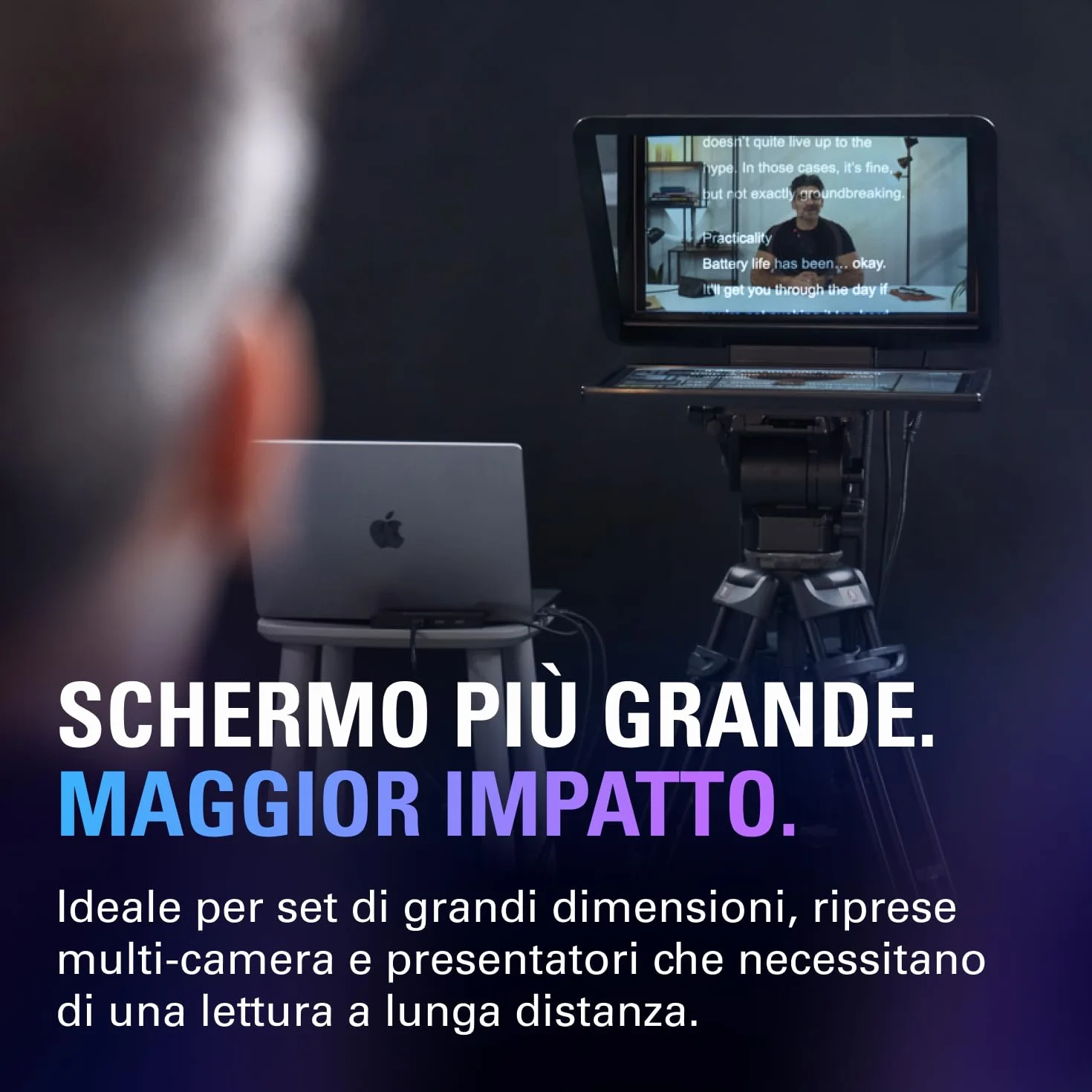 Elgato Prompter XL - Teleprompter full-size con display rimovibile, monitor per videoconferenze, per fotocamere DSLR, mirrorless e da studio, configurazione con un solo cavo – USB-C 3.2 per PC e Mac