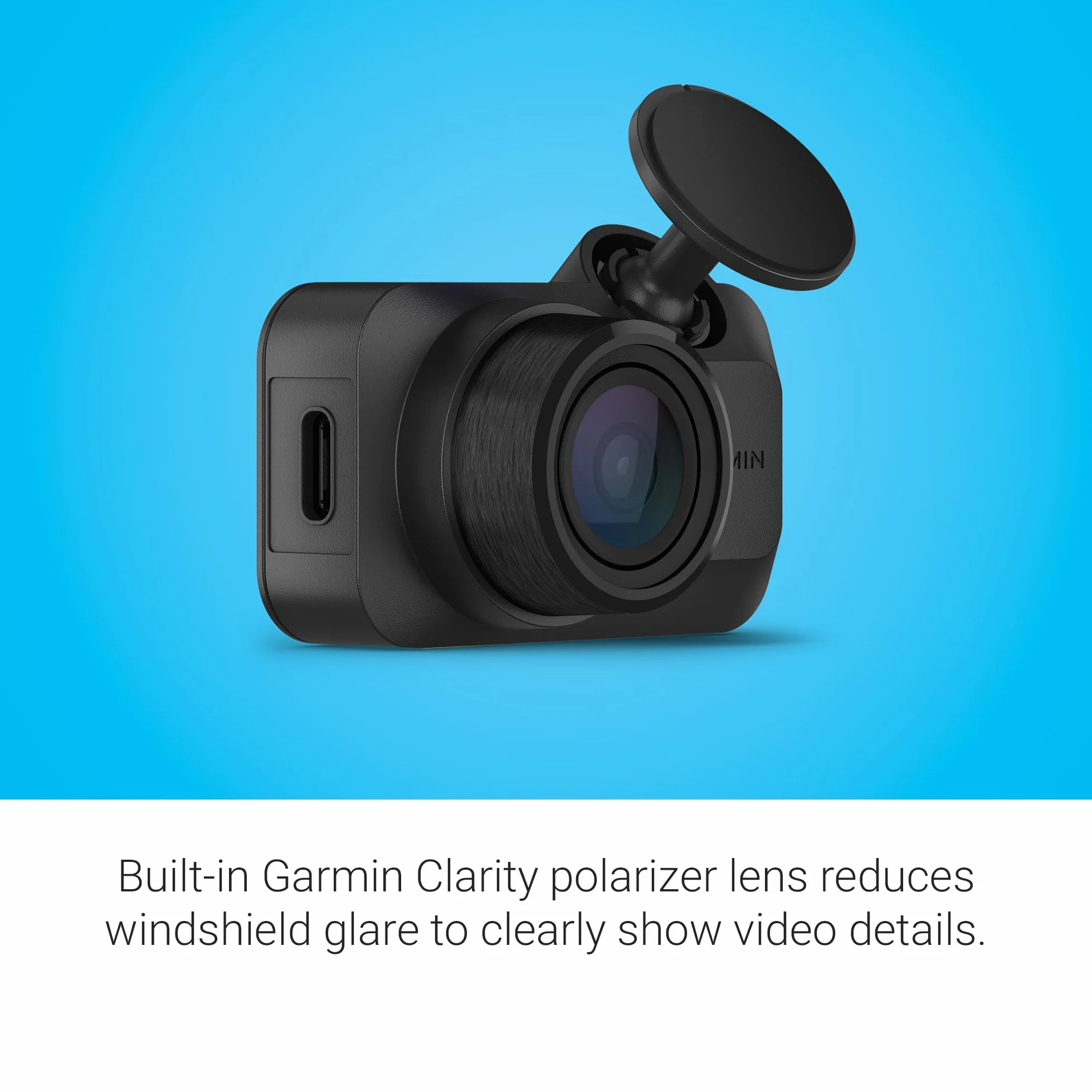 Garmin Dash Cam Mini 3, 1080p @ 140°, 30 fps, Videocamera Auto, Compatta, Riprende a ciclo continuo, Garmin Clarity HDR, Sensore incidenti, Sorveglianza veicolo, Salvataggi in cloud