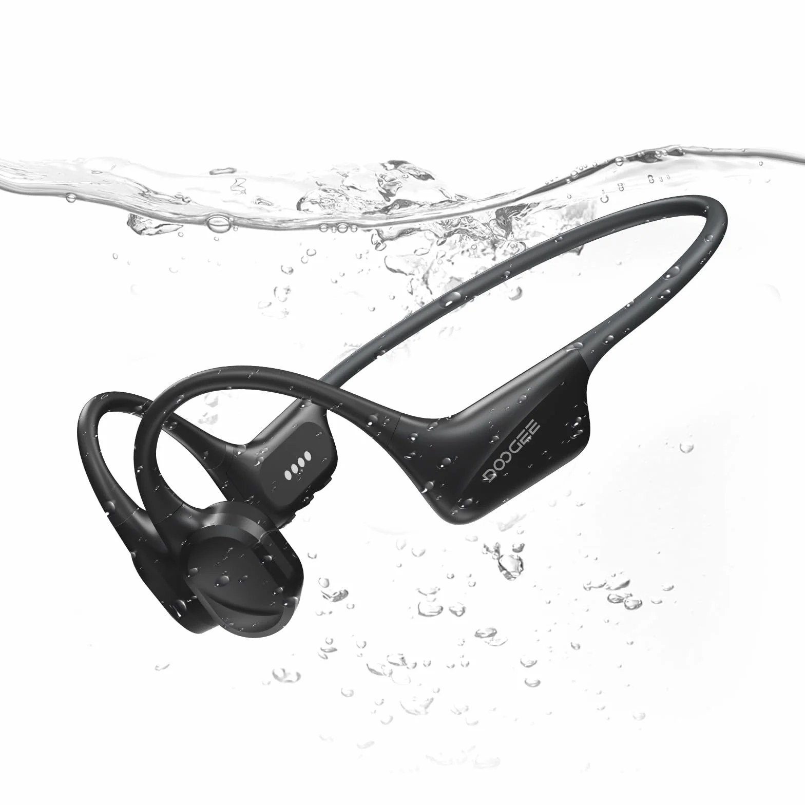 Cuffie Conduzione Ossea IP68 Impermeabili per Nuoto, Auricolari Sportive Bluetooth 5.4, MP3, 32GB, Comodo Silicone, Open-Ear per Corsa, Ciclismo, Palestra,Nero