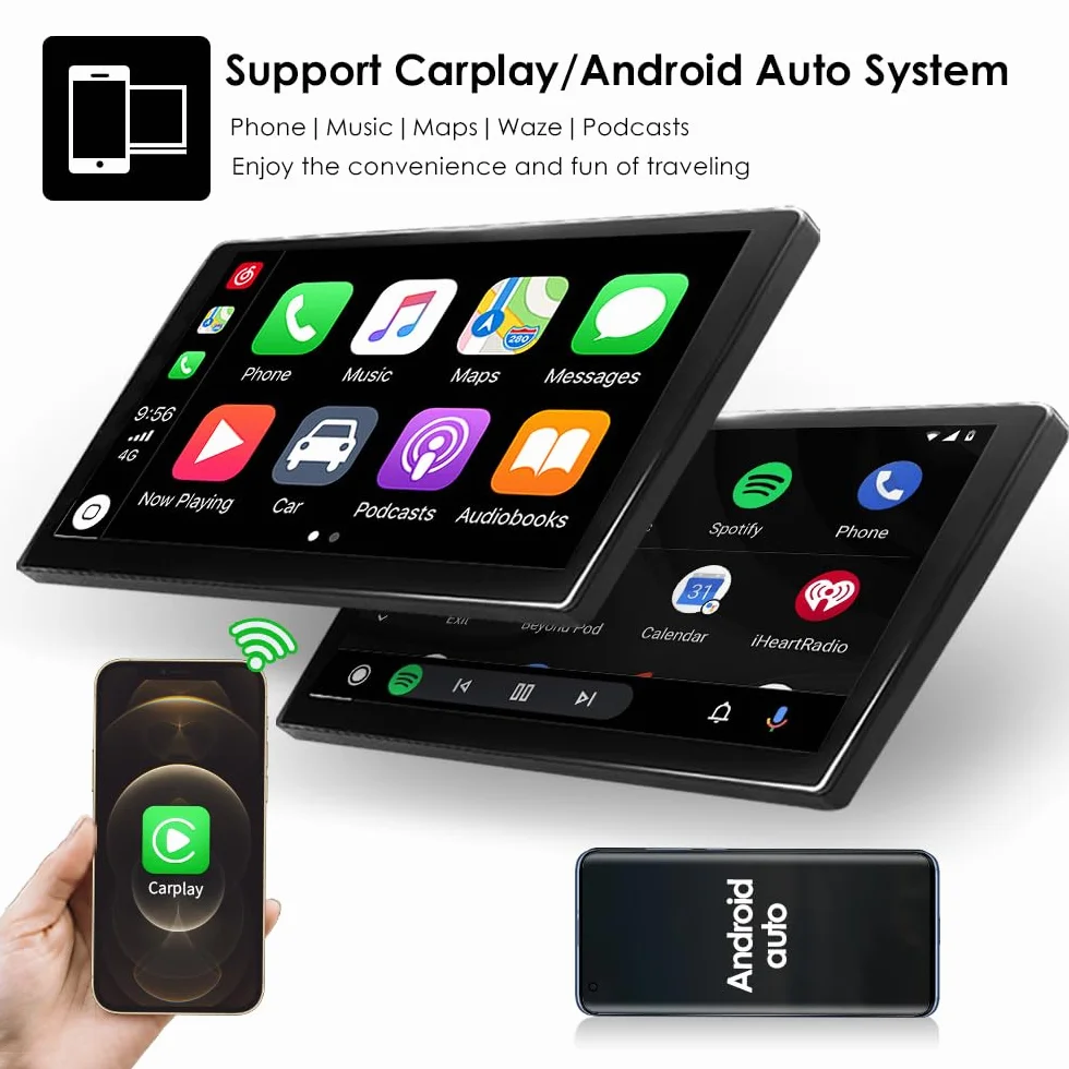 hizpo 9 pollici Touchscreen Autoradio compatibile con Fiat 500 2007-2014 con Carplay/Android Auto 4-core UPC 2+32GB DAB Adattatore autoradio WiFi 4G Mirror Link (nero-1)