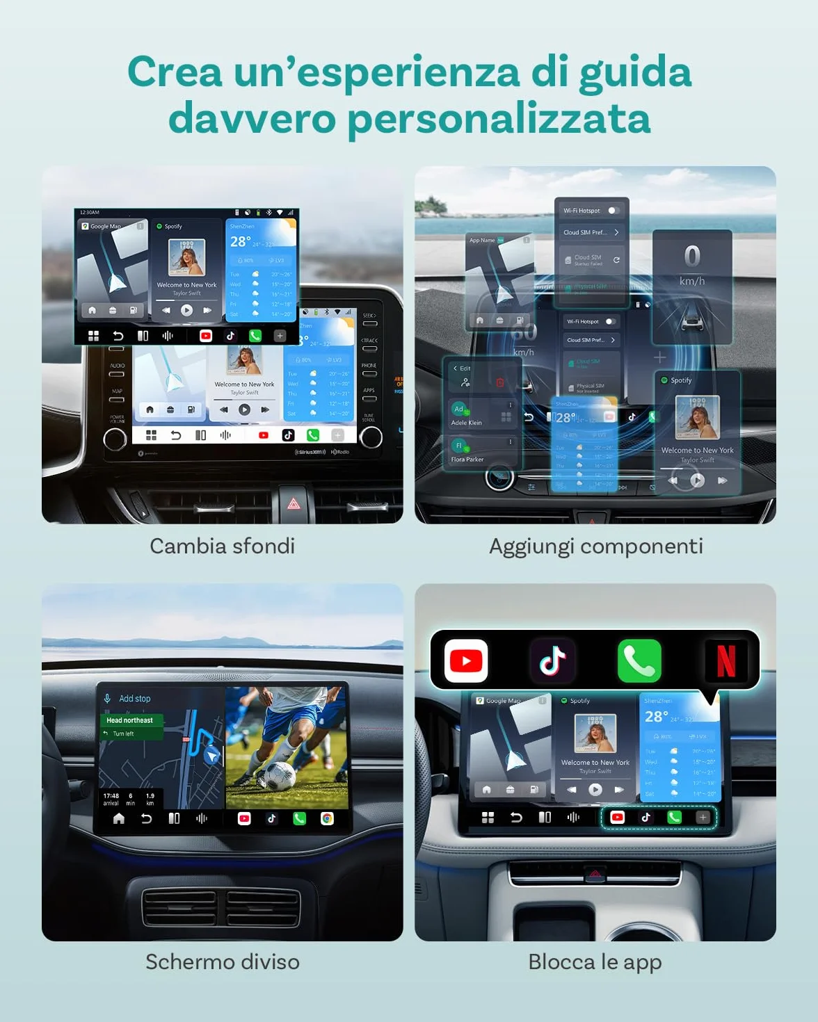 (2026 Nuovo) OTTOCAST P3 Pro CarPlay AI Box, 3-in-1 Wireless Adattatore CarPlay & Android Auto con Uscita HDMI, 8GB+128GB, Schermo Diviso, App Scaricare, Aggiornamento OTA per Auto con CP/AA Cablati